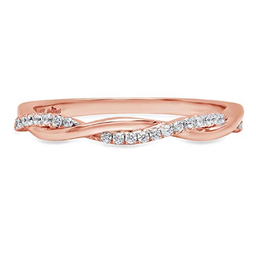 0.16ct Round Brilliant Cut Conflict-Free Genuine Cultured Diamond Ring - SI1-SI2 Clarity, J-K Color, 18K Rose Gold - Stackable Engagement, Wedding, Promise Band - Perfect for Everyday Wear, Anniversary Gifts & Bridal Jewelry