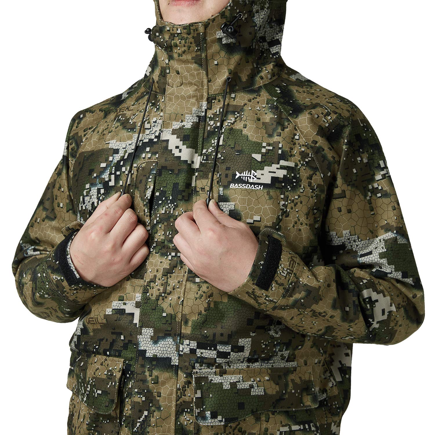 BASSDASH Men's & Women's Breathable Waterproof Fishing & Hunting Wading Jacket - Silent Outer Fabric - 7 Sizes - Ideal for Fly Fishing, Duck Hunting & Outdoor Adventures