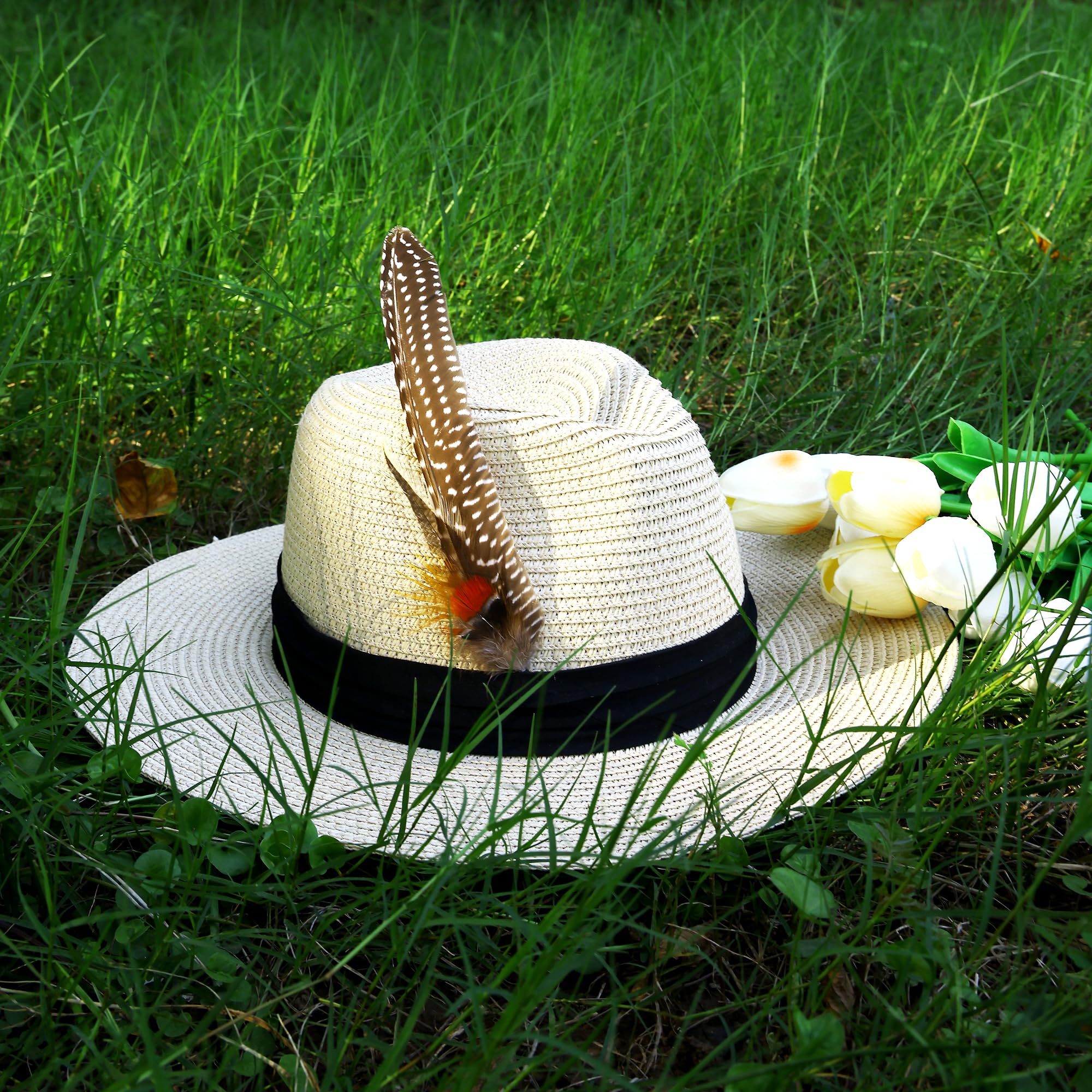 10 Styles Natural Feathers for Hats - DIY Fedora, Cowboy & Party Hat Accessories - Perfect for Western Costumes, Oktoberfest & Christmas Celebrations