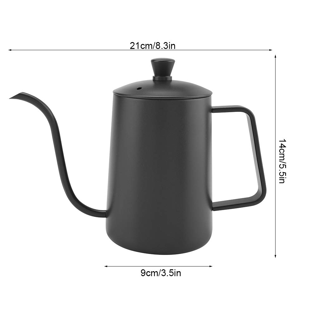 Premium 600ml Stainless Steel Gooseneck Coffee Kettle with Built-in Thermometer - Perfect for Pour Over Coffee, Tea Brewing & Home Kitchen Use (Black) - Ideal for Baristas, Coffee Enthusiasts & Home Brewing