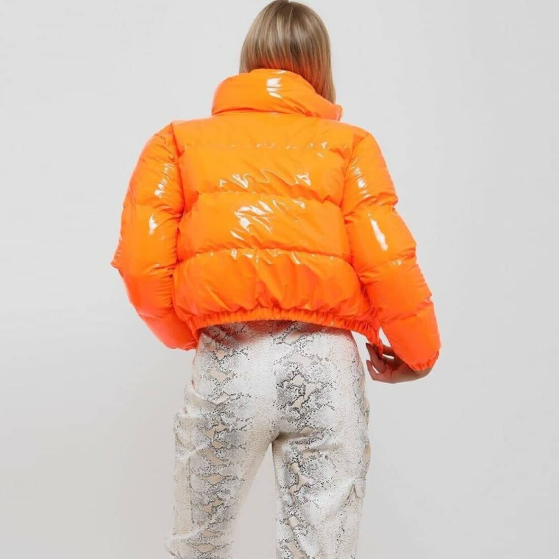 ONLYWOOD Women's Metallic Puffer Jacket for Winter Fashion