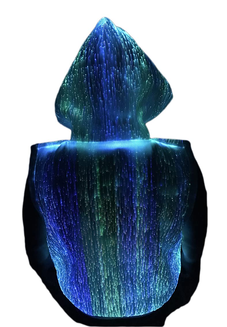 LED Fiber Optic Hoodie - Glow in the Dark Sleeveless Sweatshirt with Mobile App Control (White, Size L) | Perfect for Raves, Concerts, Halloween & Night Parties