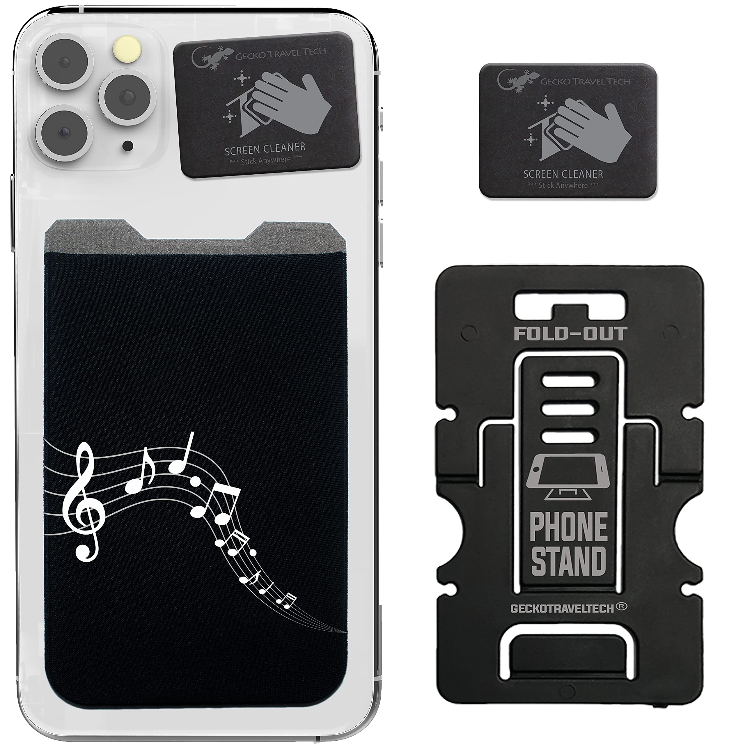 Gecko Adhesive Phone Wallet - Stick-on Lycra Card Holder for Credit Cards & Cash - Slim Cell Phone Pouch for iPhone & Android - Perfect for Gym, Running, Travel & Everyday Use