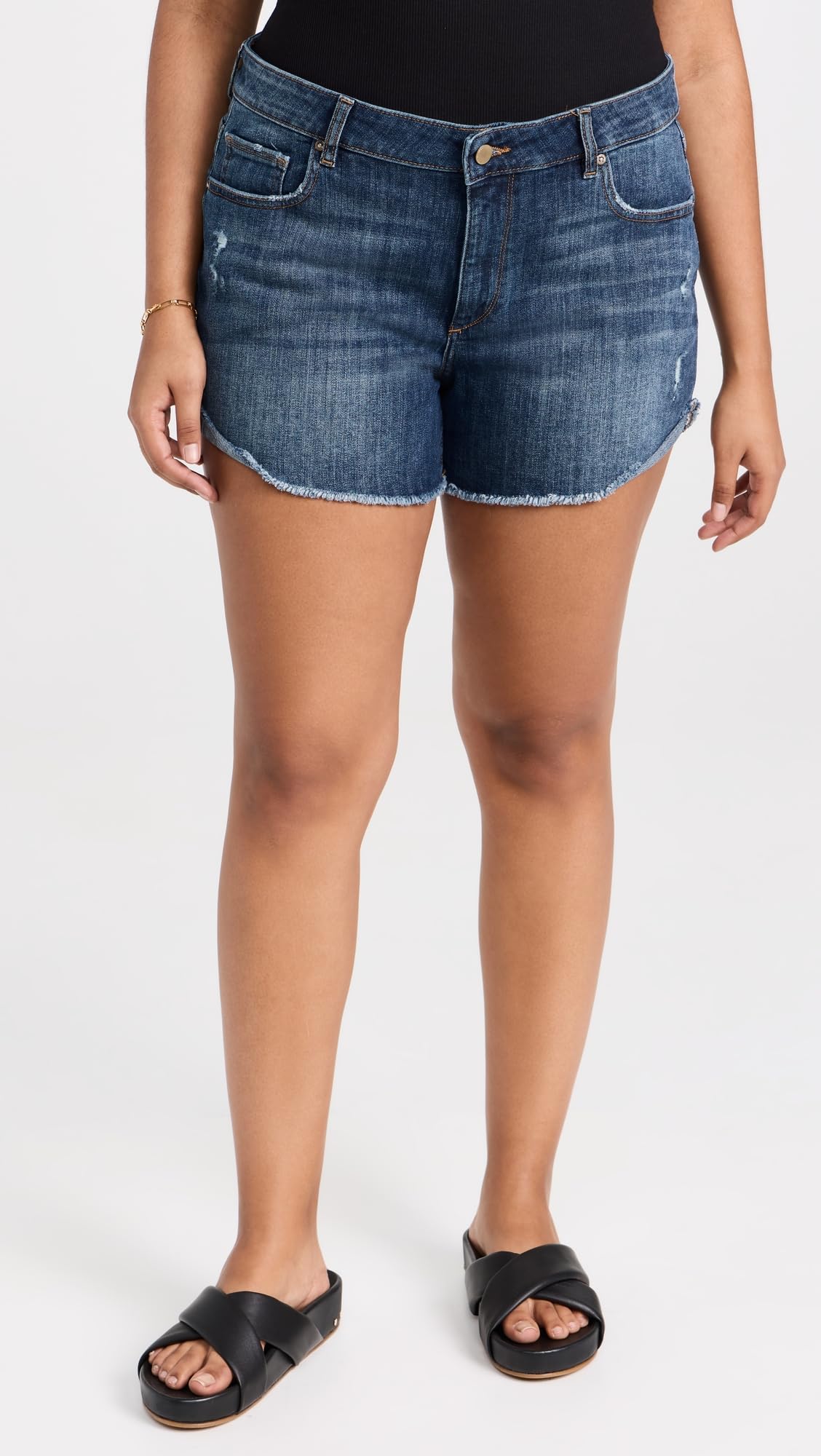 DL1961 Women's Karlie Boyfriend Shorts - High Waisted Denim Shorts for Women | Distressed Boyfriend Cutoffs | Casual Summer Shorts for Outfits, Beach & Travel