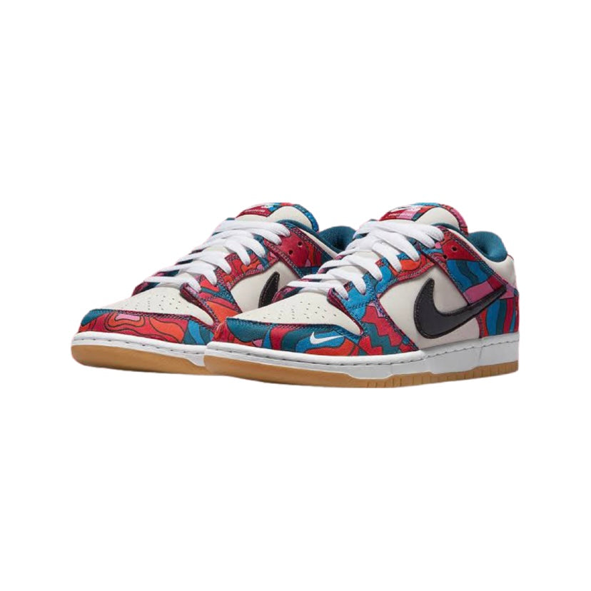 Nike SB Dunk Low Pro Premium QS Parra Fireberry Black Sneakers - Men's Skateboarding Shoes for Streetwear & Casual Wear