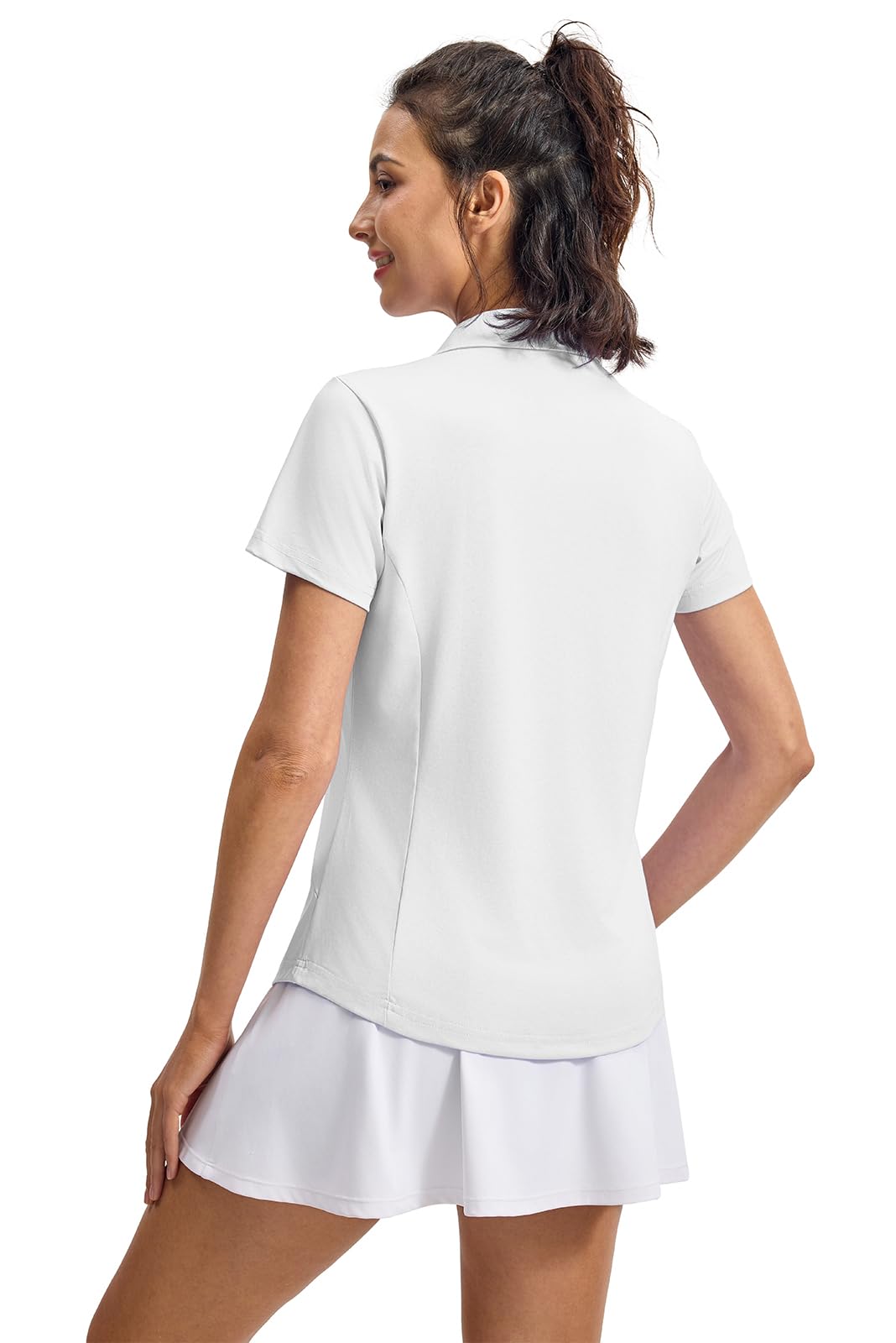 YSENTO Women's UPF 50+ V-Neck Collared Polo Shirt - Moisture-Wicking Dry Fit Golf & Tennis Top for Summer Outdoor Sports