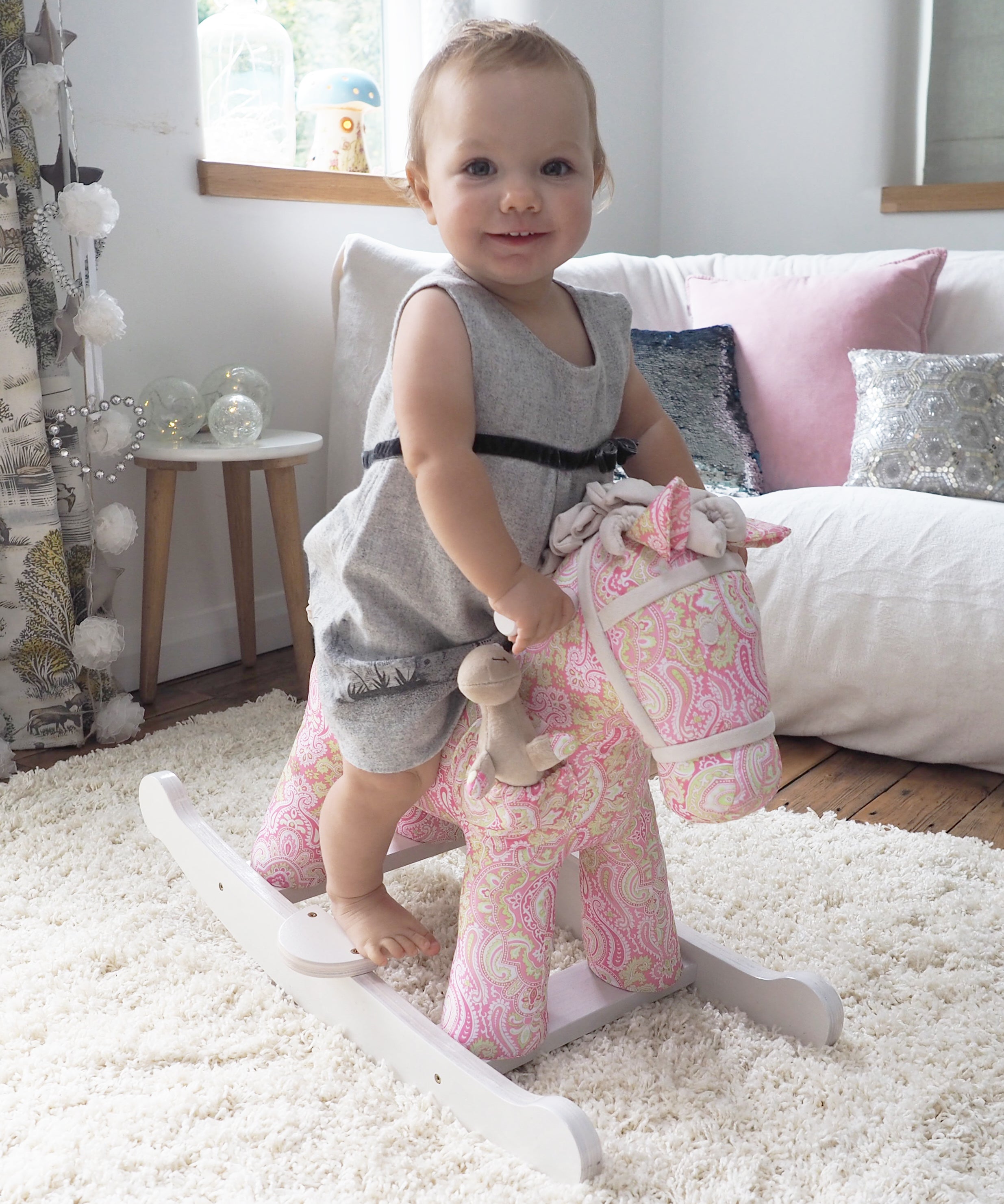 Pixie & Fluff Wooden Rocking Horse for Kids - Classic Nursery Decor & Toddler Ride-On Toy - Perfect for Playrooms, Bedrooms & Gift Giving