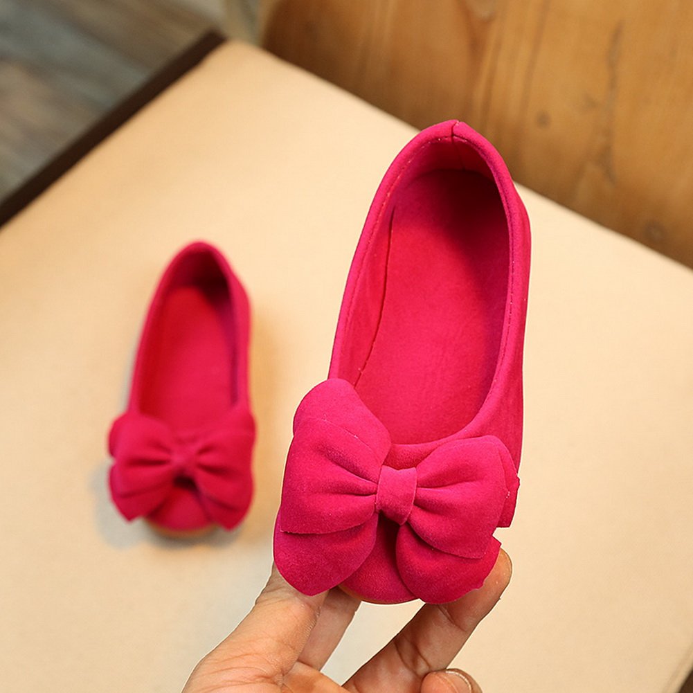 Faux Suede Bow Round Toe Ballet Flats Slip On Shoes for Kids - Comfortable & Stylish Toddler Girls' Flats for School, Playdates & Special Occasions