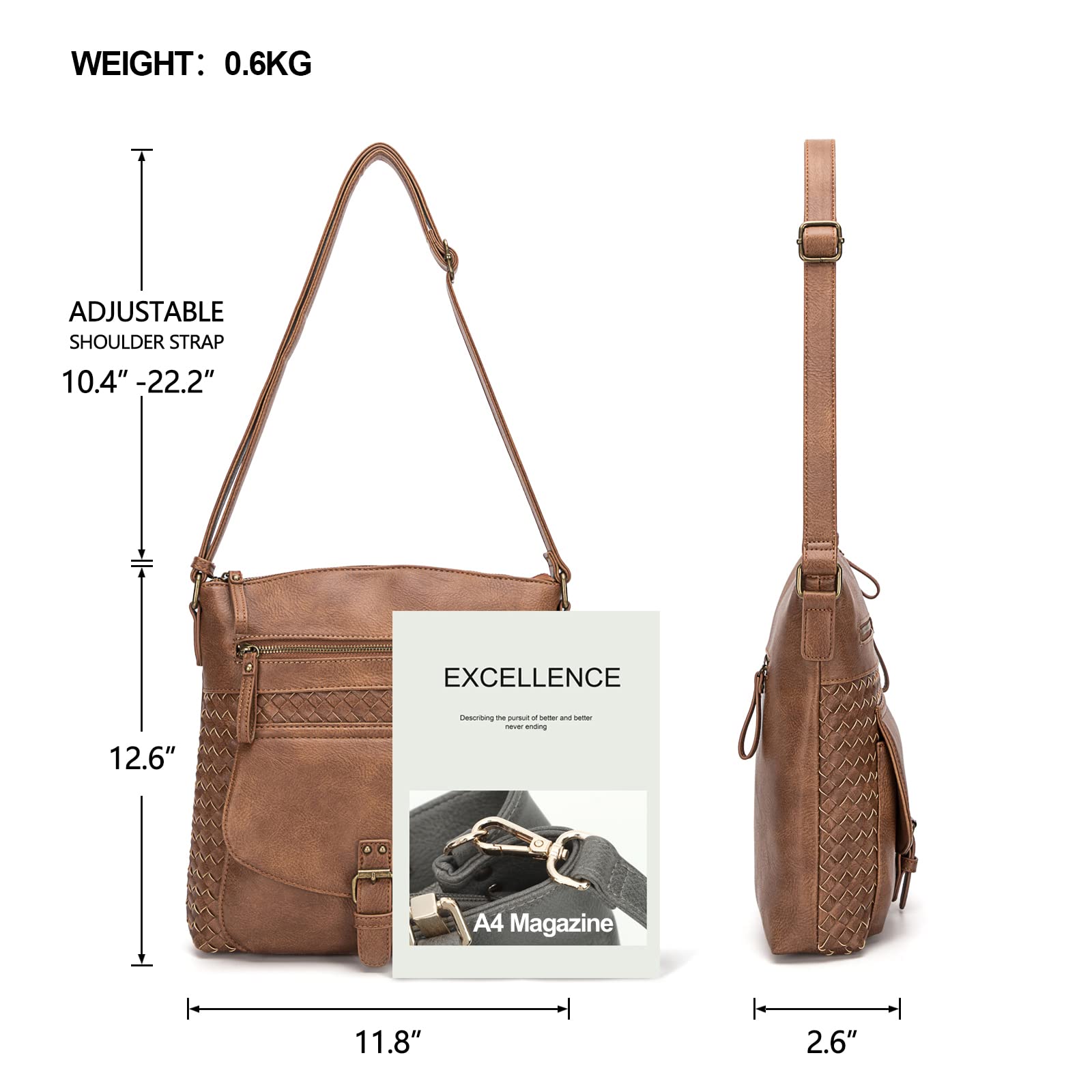 KouLi Buir Women's Crossbody Purse - PU Leather Shoulder Handbag with Multiple Pockets, Sling Bag for Everyday Use, Work, Travel and Shopping