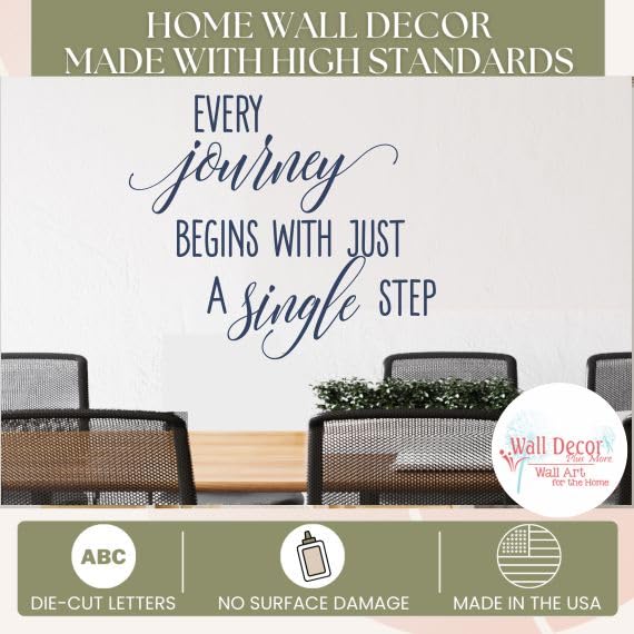 Every Journey Begins with a Single Step Vinyl Wall Art - Motivational Quote Decals for Home & Office - 23x19 Inch Inspirational Wall Decals in Deep Blue - Perfect for Living Room, Bedroom, or Workspace Decor