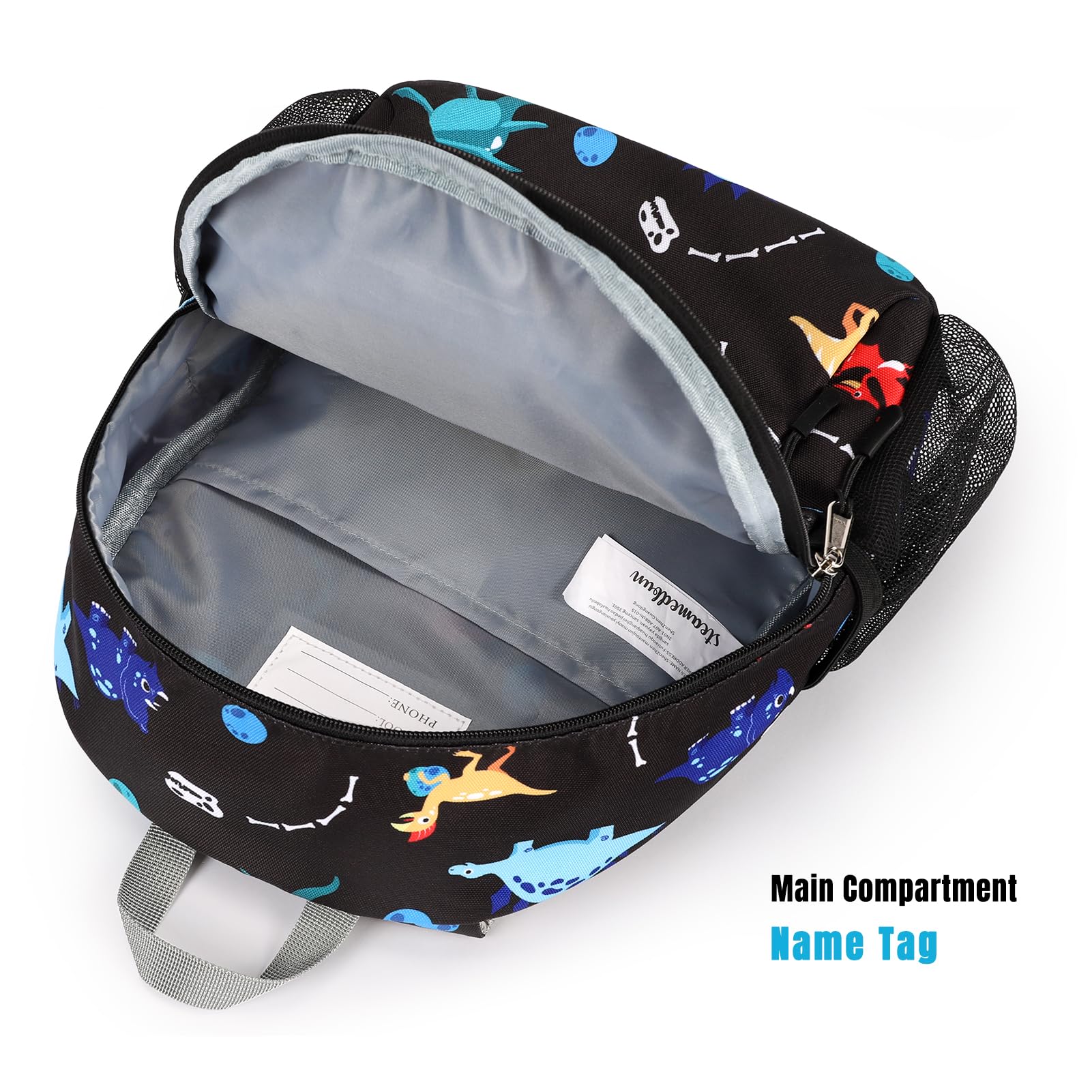 Dinosaur Toddler Backpack for Boys & Girls 2-5 Years - Cute Preschool & Kindergarten Mini Backpack for Kids - Lightweight & Durable School Bag (Black) - Perfect for Daycare, Travel & Outdoor Adventures