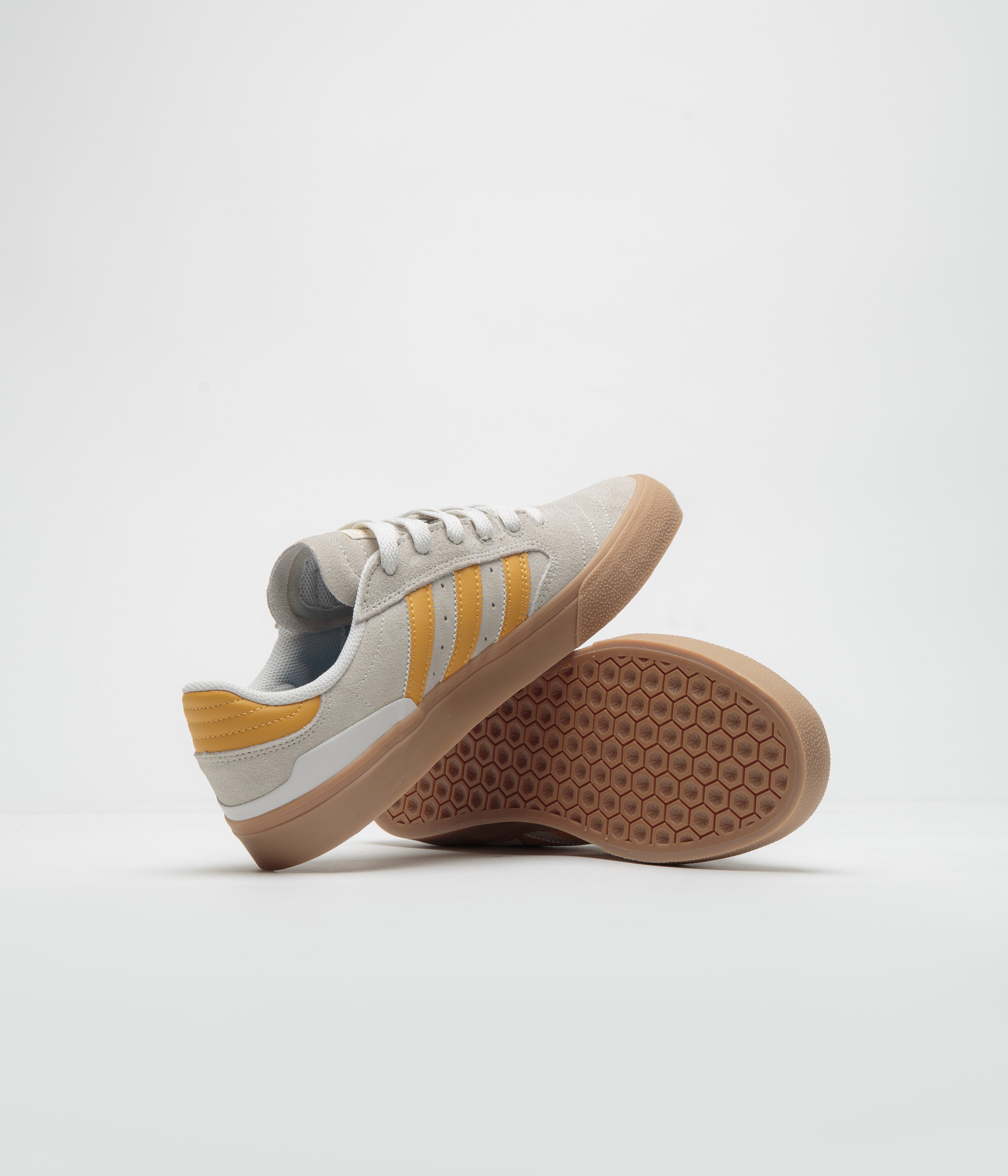 Adidas Busenitz Vulc II Skate Shoes - Crystal White/Preloved Yellow/Gold Metallic - Men's High-Performance Skateboarding Sneakers for Street Style & Urban Fashion
