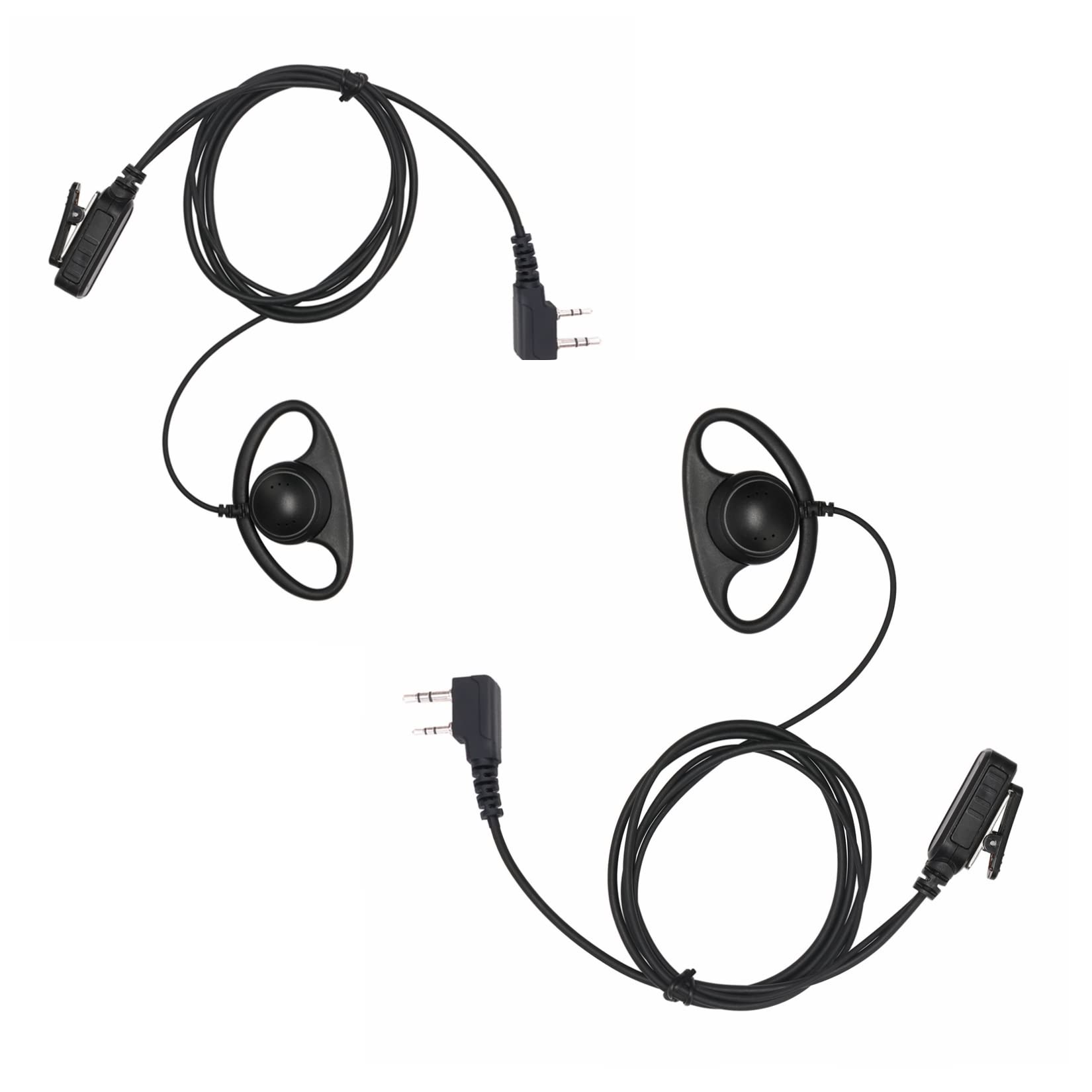 Single-Wire Surveillance Earpiece Kit (2 Pack) - Compatible with Retevis, BaoFeng, BTECH, Kenwood & Arcshell AR-5 Walkie Talkies - Includes PTT Mic & D-Shaped Clip-Ear Headset - Perfect for Security, Event Staff & Construction Communication