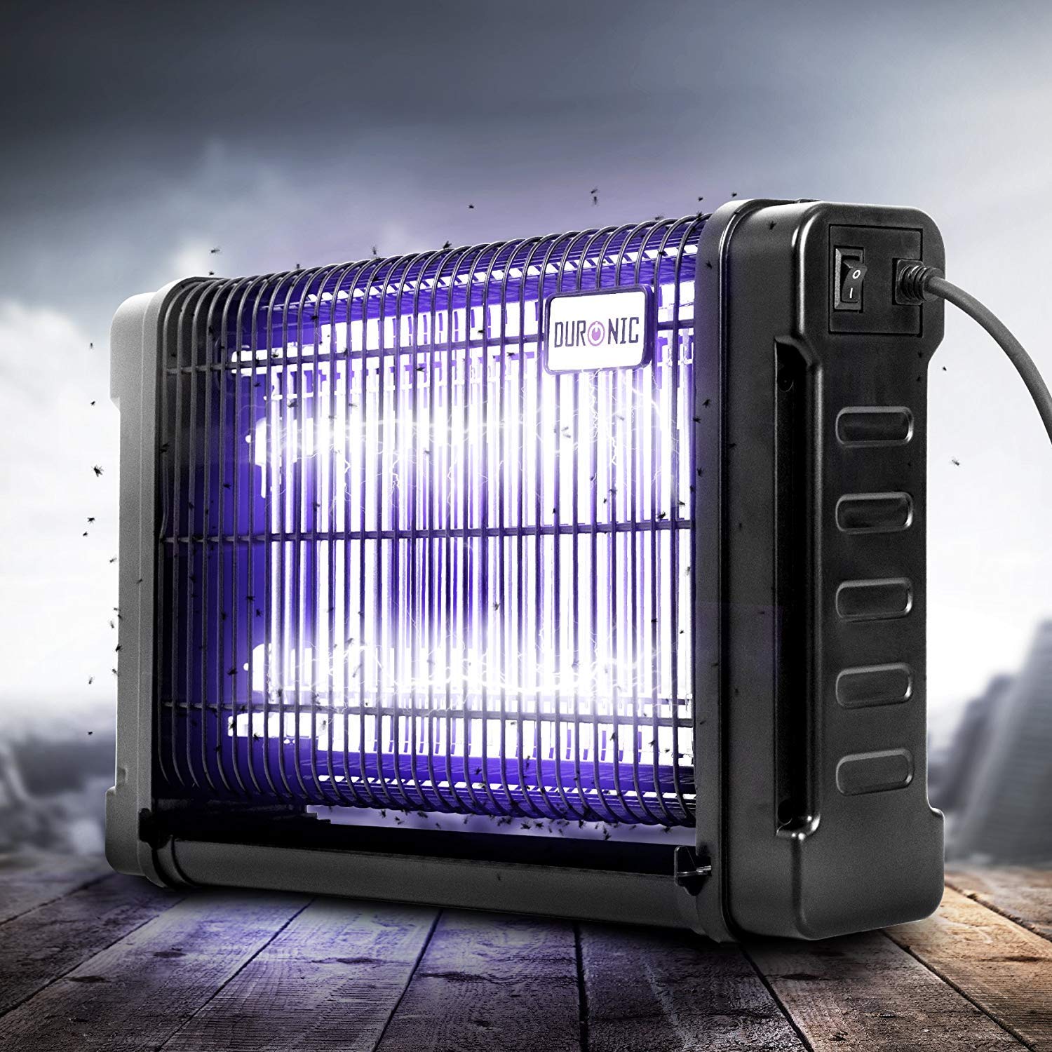 Duronic FK8416 UV Fly Killer - 16W Electric Mosquito & Flying Insect Zapper with 2x 8W Bulbs | Medium Slimline Design for Wall or Ceiling Mount | Indoor Pest Control Solution for Home, Kitchen, Bedroom, and Office