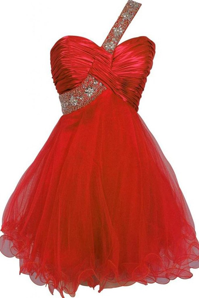 Elegant One Shoulder Short Tulle Dress for Women - Perfect for Homecoming, Prom, Cocktail Parties & Special Occasions | Flirty & Feminine Party Gown for Dances, Date Nights & Formal Events