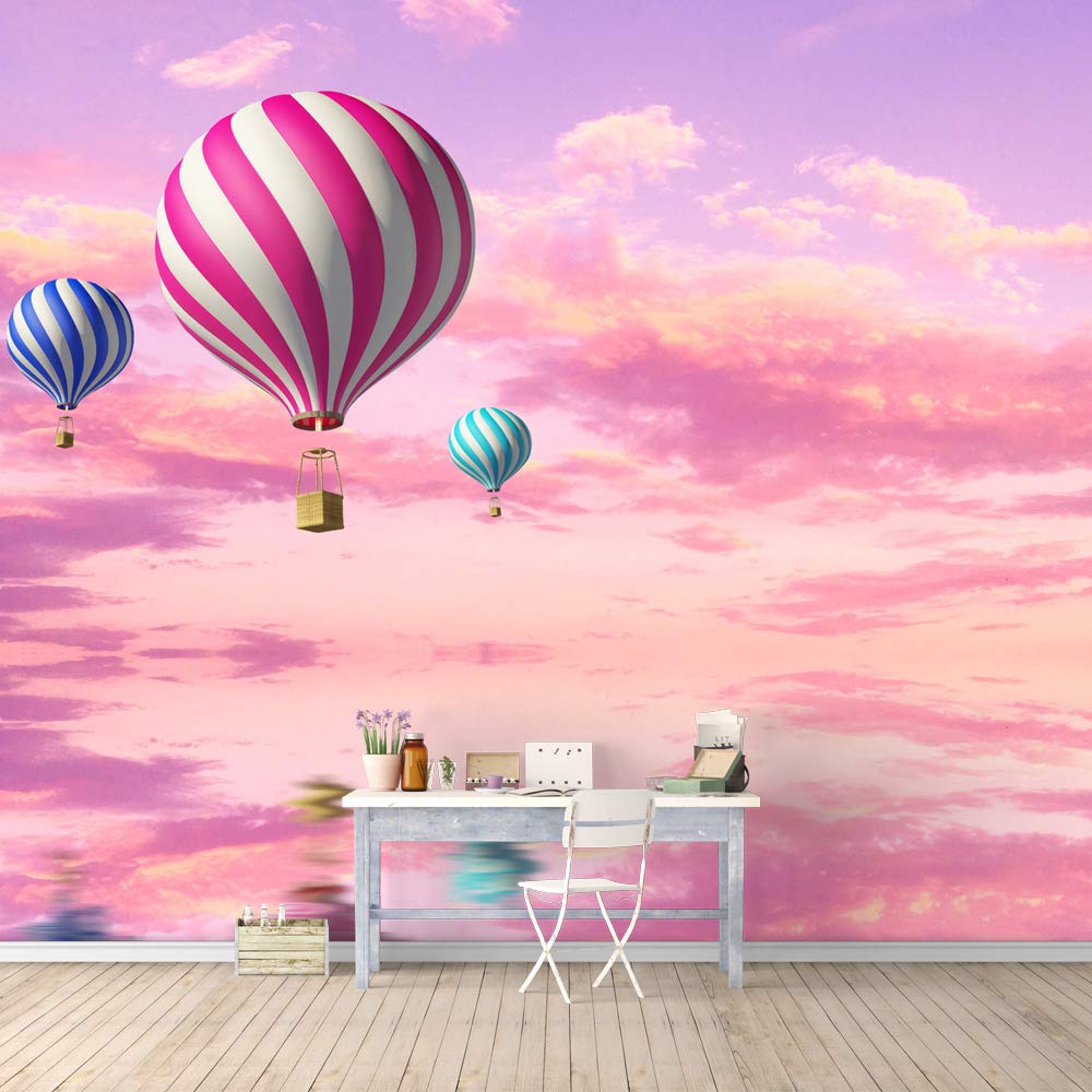 IDEA4WALL Hot Air Balloon Removable Wallpaper - Large Peel and Stick Wall Mural (100x144 inches) for Bedroom Decor, Nursery, Living Room & Office - Easy to Apply & Remove