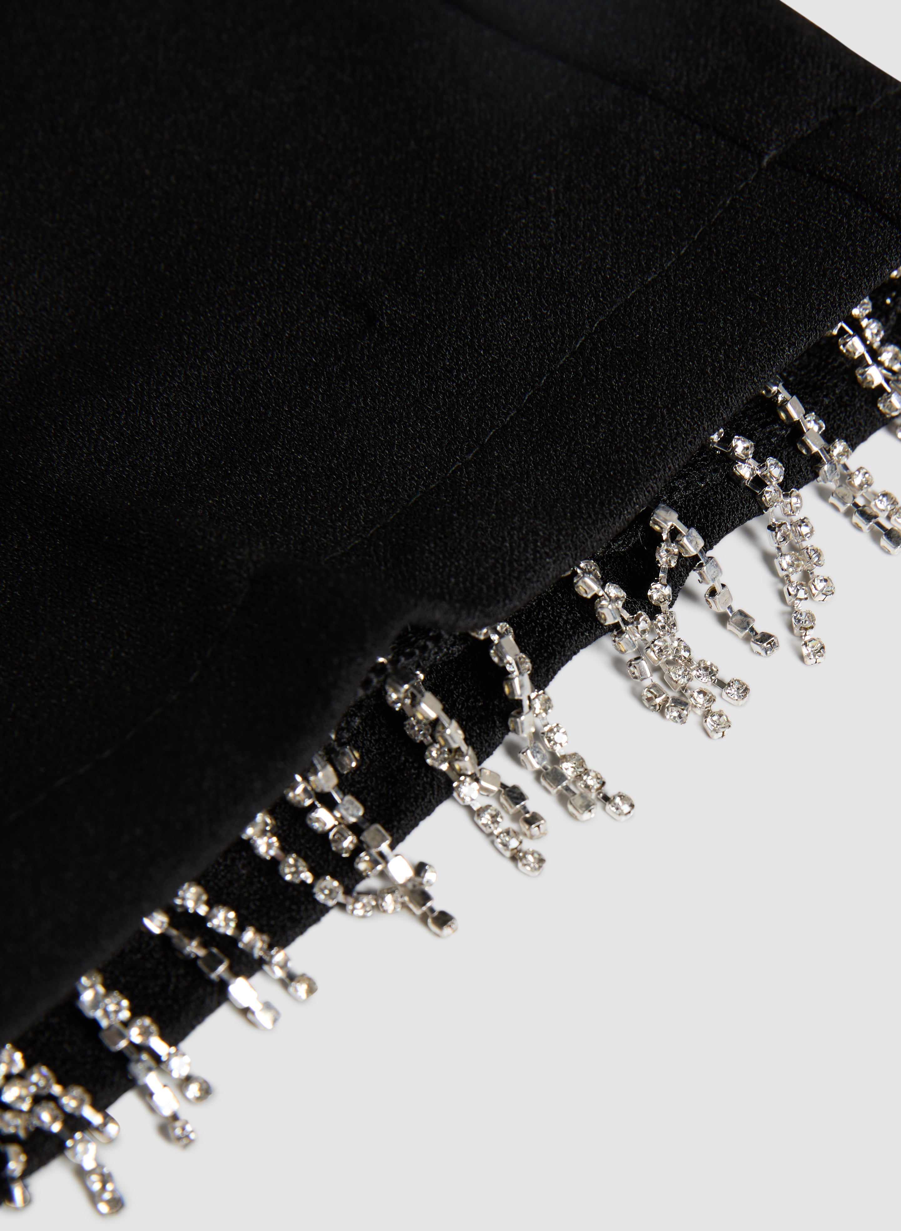 Emma Crystal Fringe Slim Leg Pants for Women - Elegant High Waist Trousers with Rhinestone Details | Perfect for Party, Night Out & Special Occasions