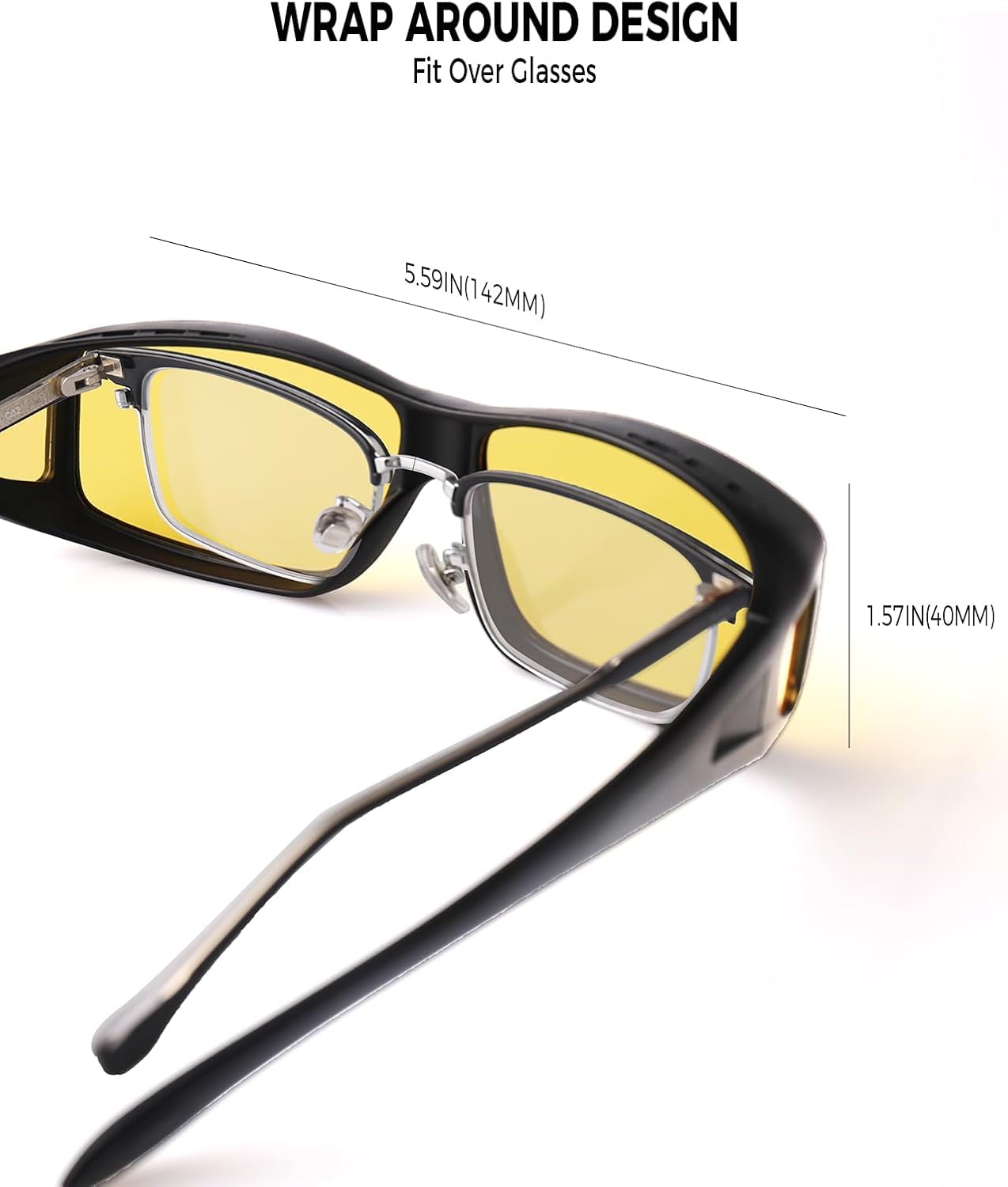Anti Glare Polarized Night Driving Glasses for Men & Women - HD Night Vision Fit Over Sunglasses - Reduce Headlight Glare for Safer Night Driving