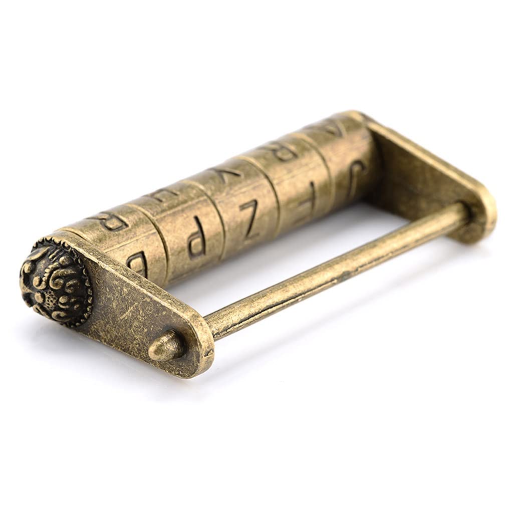 Vintage Antique Bronze 5-Letter Combination Lock - Zinc Alloy Retro Security Padlock for Jewelry Box, Wooden Suitcase & Drawers | Home Storage & Travel Use