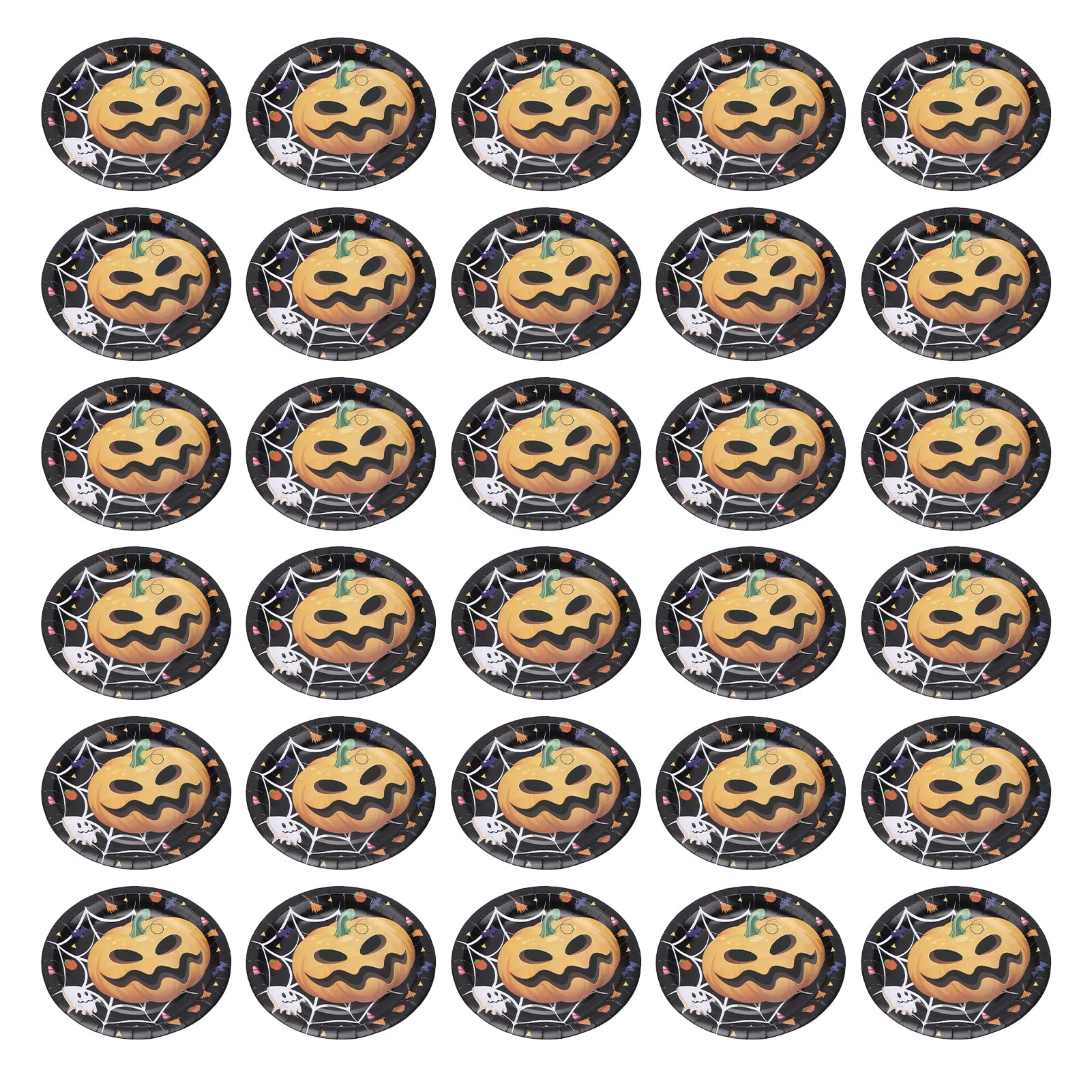 30 Pack Halloween Paper Plates - Smiley Pumpkin Design, Biodegradable & Waterproof - Perfect for Halloween Party Decorations, Dinnerware, and Themed Events