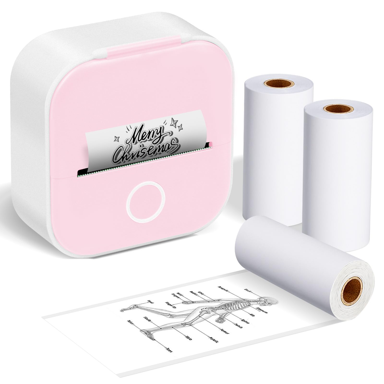 Wireless Mini Sticker Printer Machine - Portable Pocket Sticker Maker for iPhone & Android, T02 Thermal Label Printer with 3 Rolls Paper for Journaling, Memos, Receipts & DIY Crafts | Perfect for Scrapbooking, Planner Decoration & Small Business Labeling
