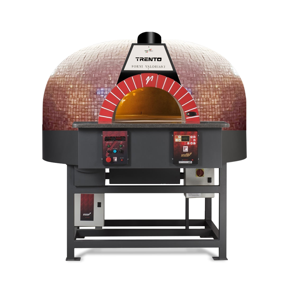Valoriani Trento 120 Rotating Pizza Oven - Dual Fuel Wood & Gas Outdoor Pizza Maker for Backyard, Restaurant & Catering - Perfect for Neapolitan Pizza, Baking & Outdoor Cooking