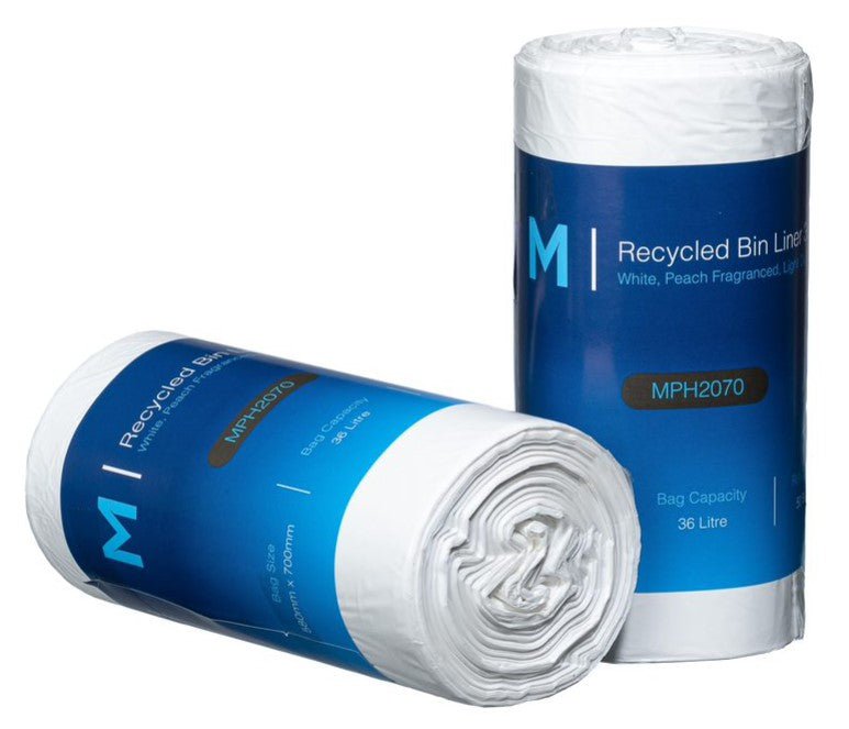 36L Peach Scented Recycled Trash Bags - 580mm x 700mm x 15mu, 1450 Count, Eco-Friendly Waste Disposal Liners for Kitchen, Office & Bathroom Use