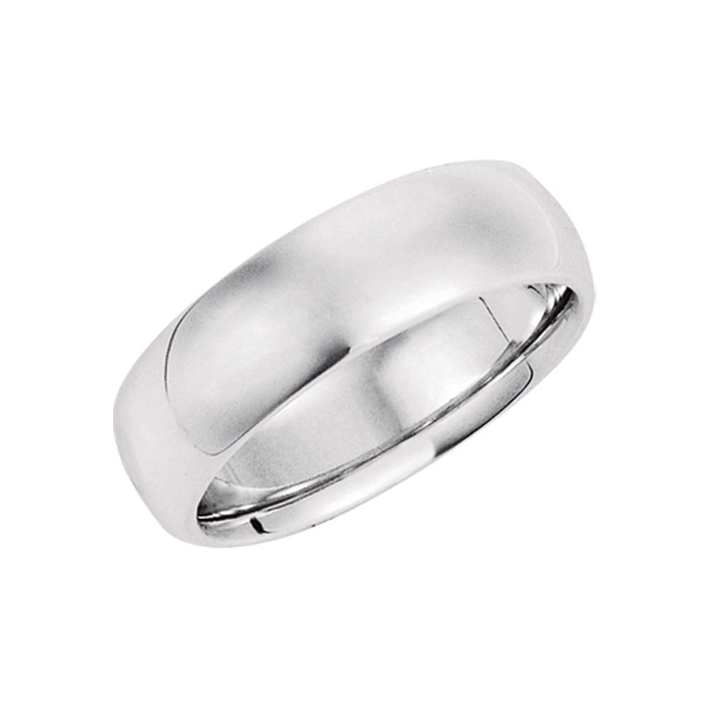 14k White Gold 7mm Domed Comfort Fit Wedding Band - The Black Bow - Perfect for Engagements, Anniversaries & Special Occasions
