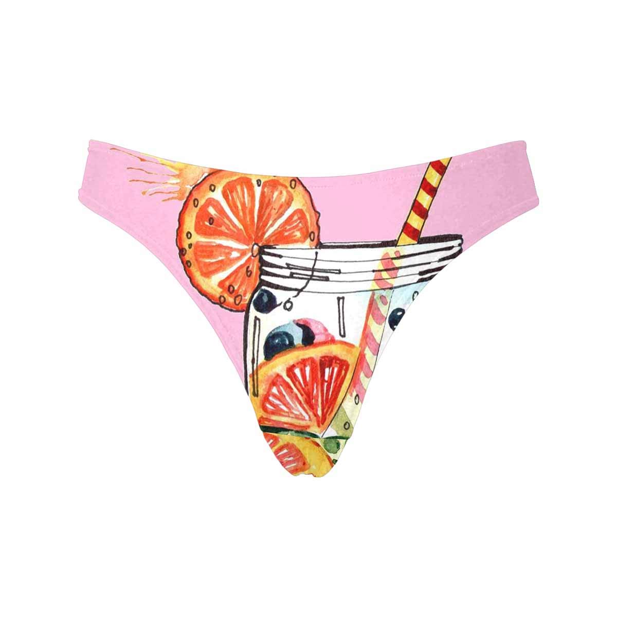 INTERESTPRINT Women's Breathable Soft Cotton Thong Panties - Hand Painted Watercolor Floral Design for Refreshing Comfort | Perfect for Yoga, Beach & Everyday Wear