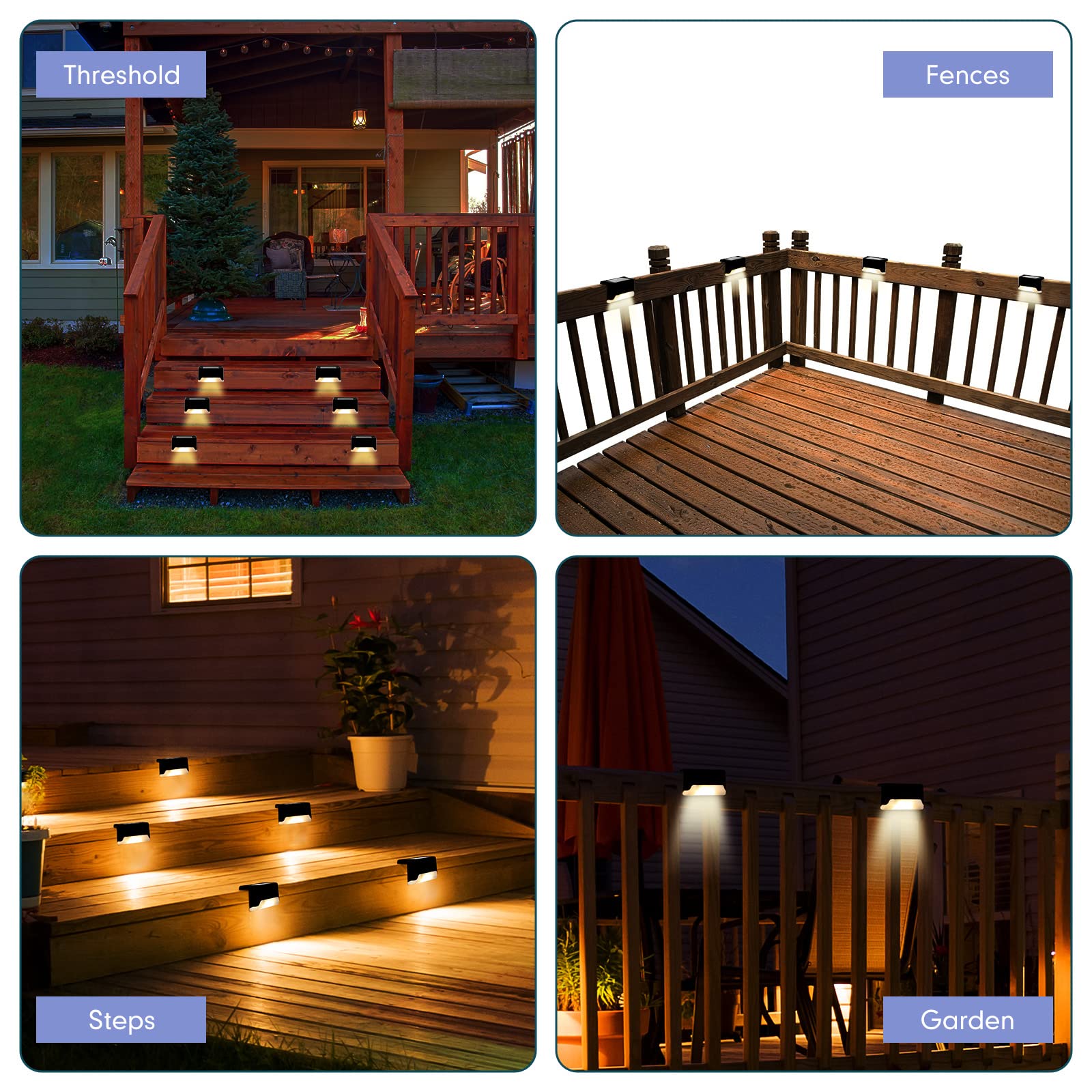 36 Pack Solar Deck Lights Outdoor Waterproof - Warm White LED Solar Fence Lights for Pool, Garden, Patio, Yard, Porch & Staircase | Weatherproof Solar Step Lights for Pathways, Driveways & Landscape Lighting