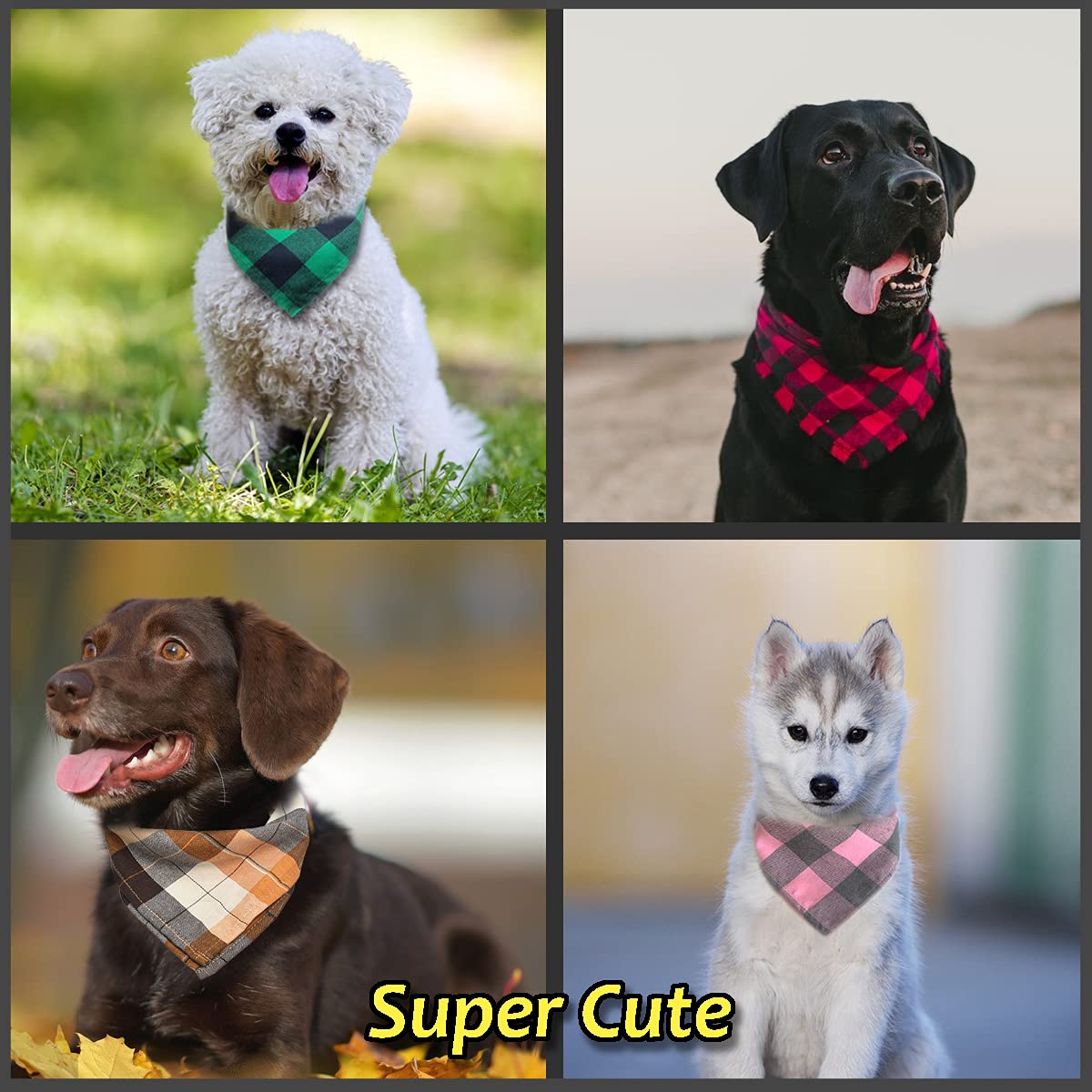 Bubblepup Plaid Dog Bandana - Soft Cotton Pet Bandana for Small, Medium & Large Dogs - Adjustable Dog Scarf & Triangle Bib - Perfect for Daily Walks, Pet Photos & Special Occasions