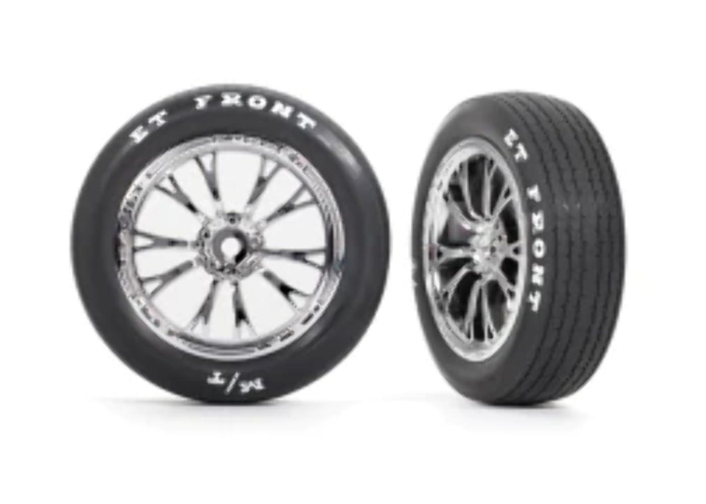 Traxxas 9474R Assembled Glued Tires & Wheels Set - Weld Chrome Rims with Foam Inserts (Front Pair) - Perfect for RC Car Upgrades & Off-Road Racing
