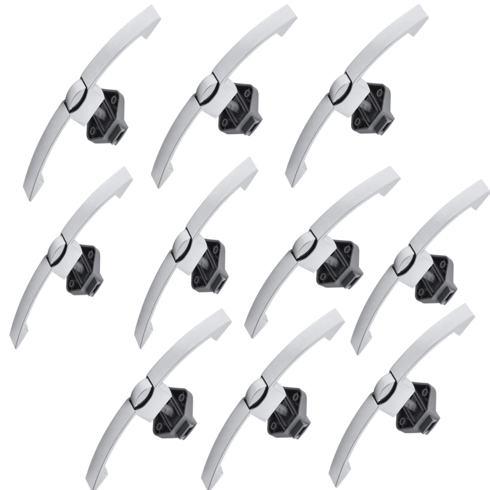 Chrome Arc Push Button Pull Lock Handle - 10 Pack Zinc Alloy Cabinet Lock for RV, Caravan, Yacht, Boat, Cupboard & Drawer - Secure Hanging Door Handles for Trailers, Campers & Marine Use