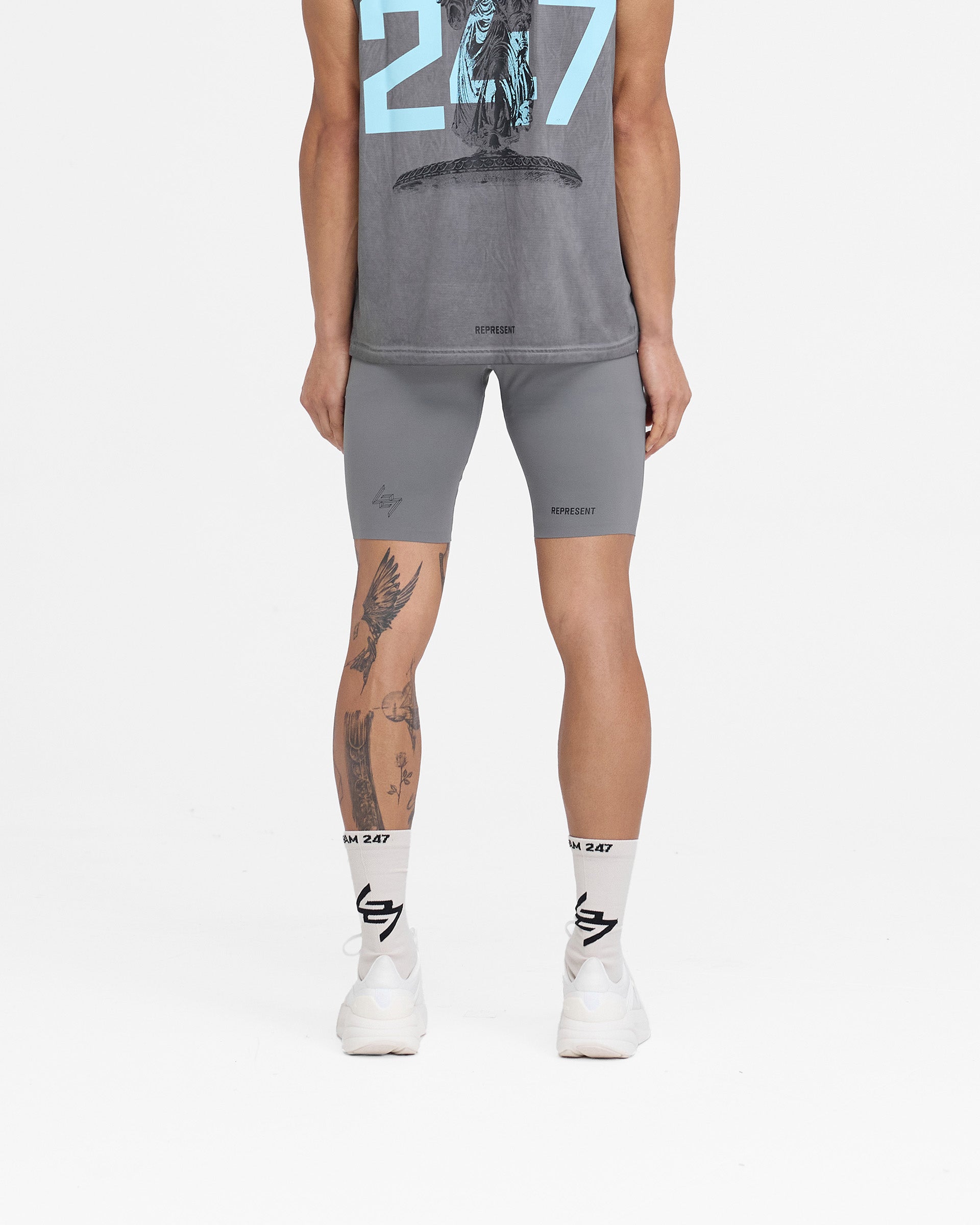 247 New York Half Tight Smoke - High-Performance Running Shorts for Men & Women - Perfect for Gym, Yoga, and Outdoor Workouts