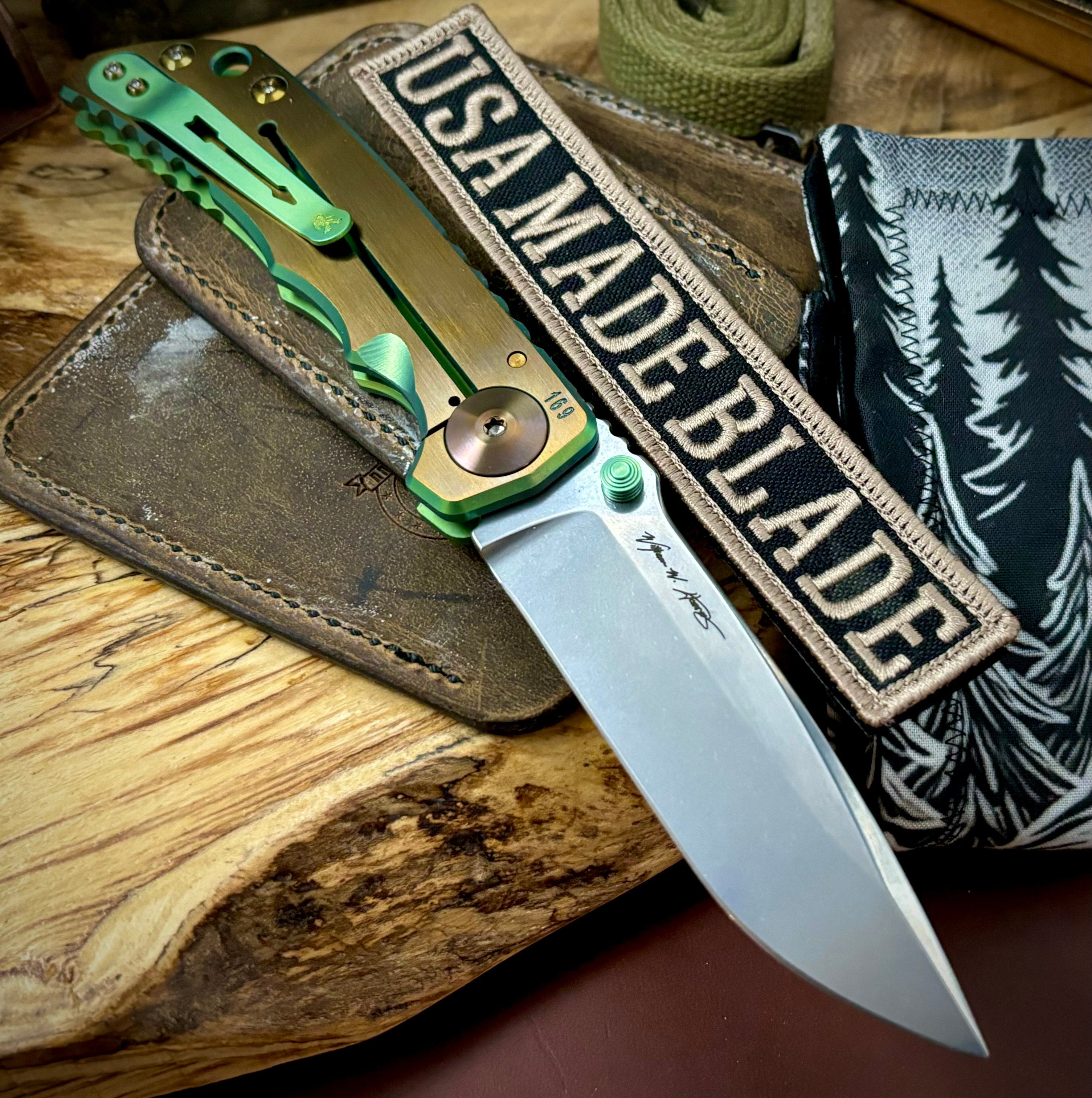 Spartan Blades Harsey Folder Sasquatch at Sunset Special Edition Folding Knife - MagnaCut Steel Blade with Bronze Titanium Hardware - EDC, Outdoor Survival, Camping, Hunting Gear