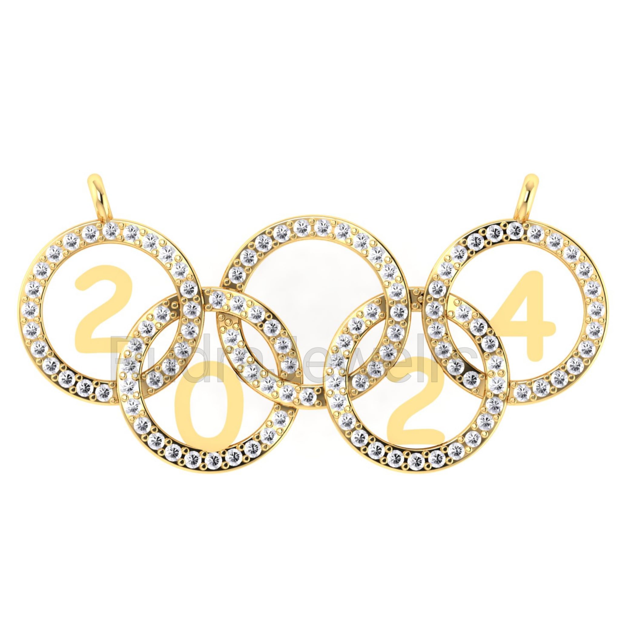 Diamond Olympic Necklace 925 Sterling Silver - Rio 2024 2016 2021 Pendant - Sports Winner Jewelry - Gold Plated Medal Necklace for Gymnastics - Perfect Gift for Mom, Girlfriend, Daughter or Son - Ideal for Sports Awards, Graduation Gifts & Special Occasions (18