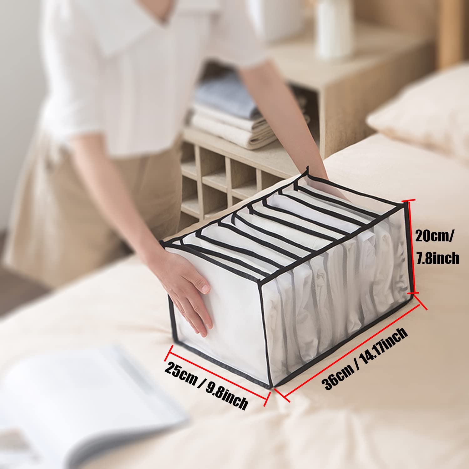 9 Grid Washable Foldable Drawer Organizer for T-Shirts & Clothes - Set of 2 Black Storage Boxes | Perfect for Closet, Dresser & Wardrobe Organization | Space-Saving Clothing Compartment Solution for Home & Travel