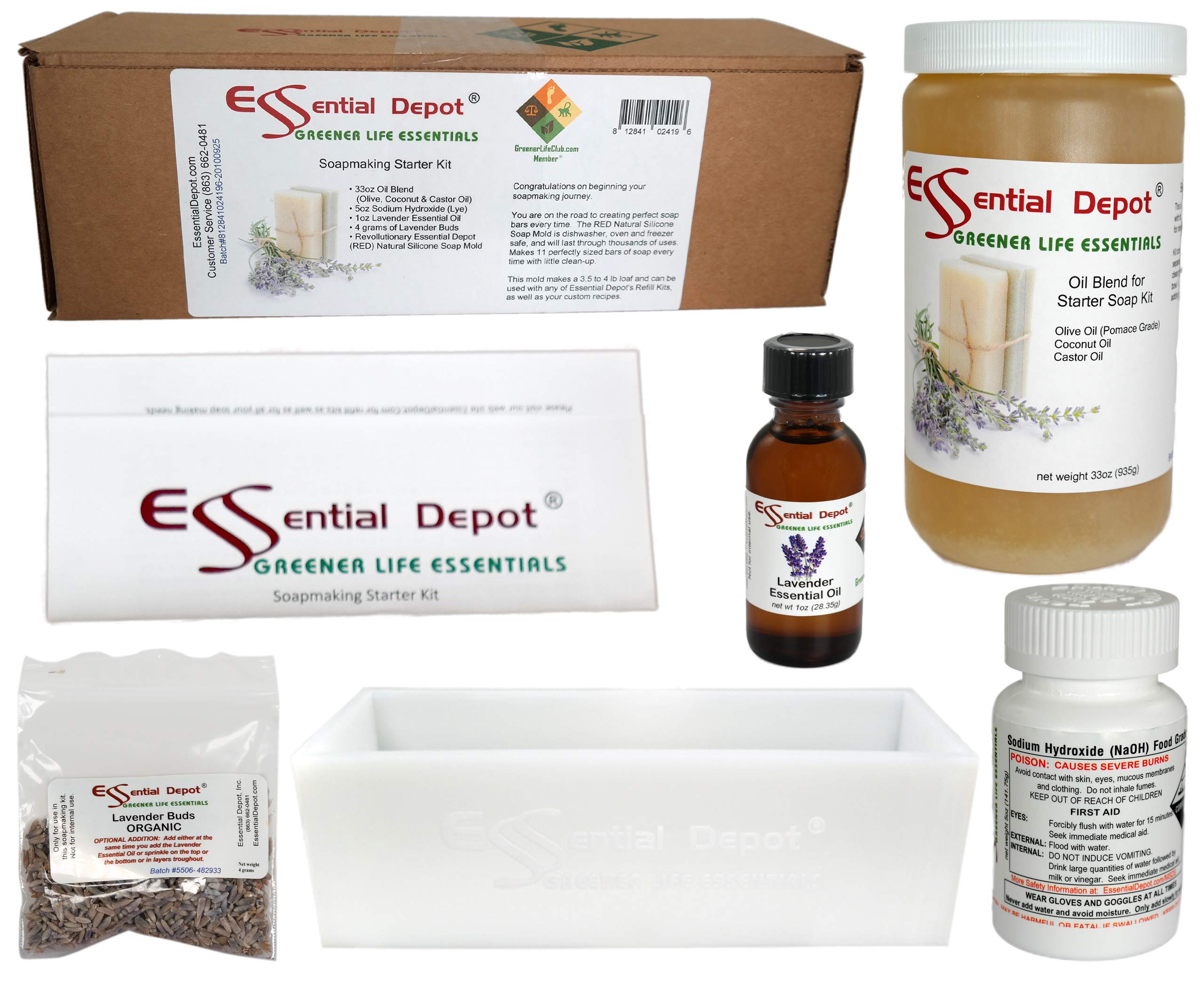 R.E.D. Soap Making Starter Kit with Pre-Measured Ingredients & Natural Silicone Mold - DIY Handmade Soap Craft for Beginners, Gifts, Home Spa & Self-Care