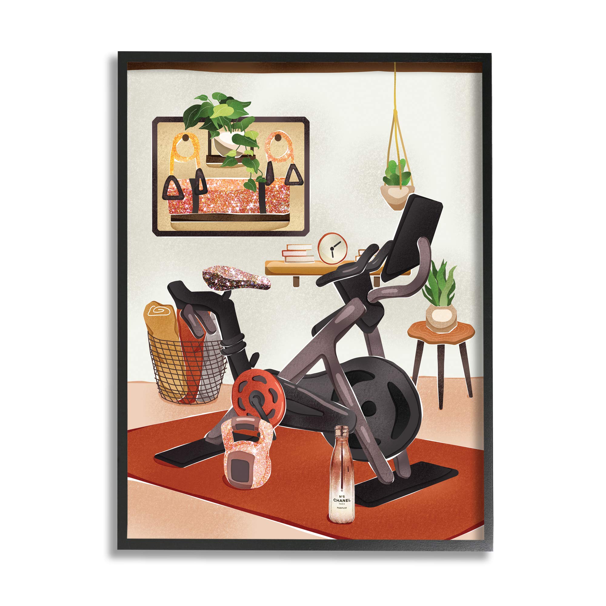 Stupell Industries Glam Fashion Home Exercise Equipment Modern Interior Wall Art - 11x14 Multi-Color Black Framed Decor by Ziwei Li | Perfect for Gym, Home Office & Contemporary Living Spaces