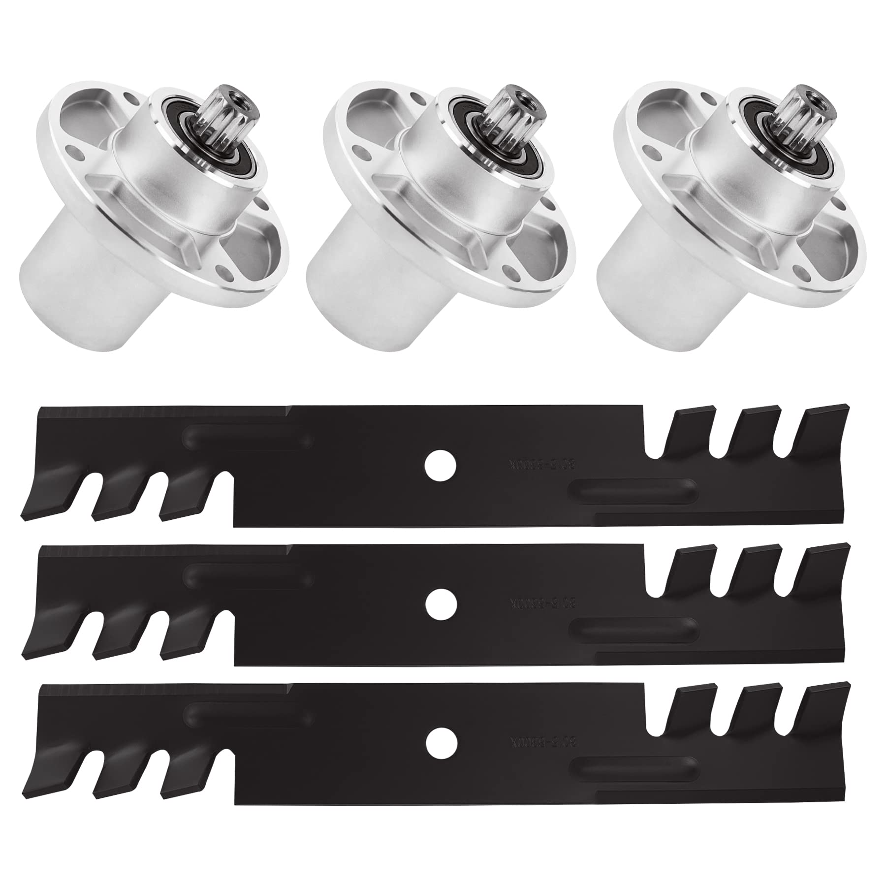 Hustler 48 Inch Raptor Flip Up Zero Turn Mower Spindle Rebuild Kit with Blades - Replaces 601804 & 795757 - Perfect for Lawn Maintenance & Mower Repair