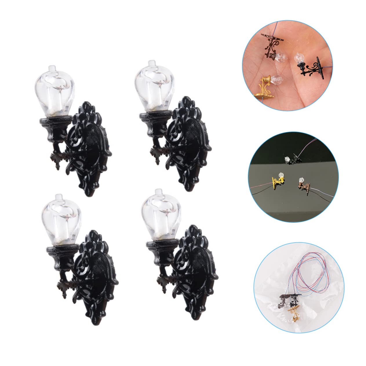 4PCS Miniature LED Wall Lamp - Battery Operated Dollhouse Lights, Fairy House & Railway Model Lighting - ABS Material for Tiny Home Decor & DIY Miniature Projects