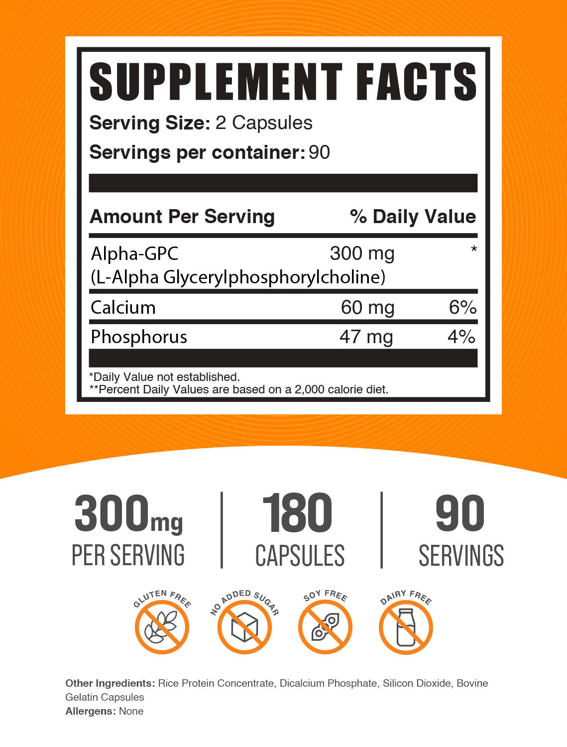 Alpha GPC 500mg Capsules - Premium Choline Supplement for Brain Health, Memory & Focus - Supports Cognitive Function & Mental Clarity - Ideal for Students, Gamers & Professionals