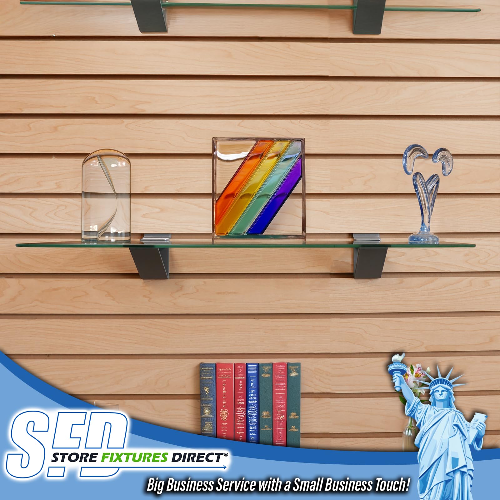 Low Profile Slatwall Glass Shelf Brackets - Silver, 20 Pack - Supports 12