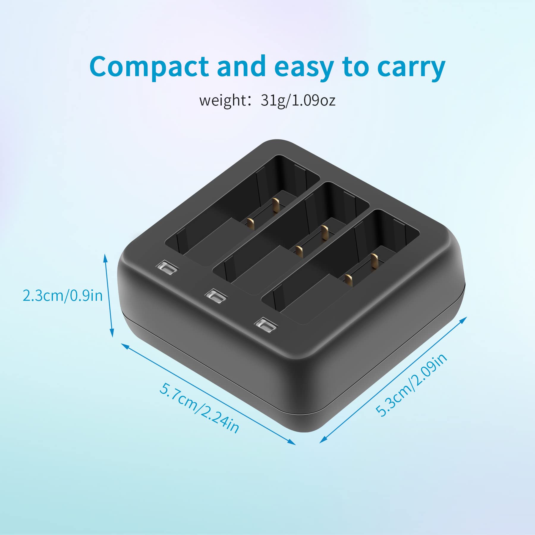 DJI Osmo Action 3/4 Battery Charger - 3-Port Fast Charging Station with LED Indicators | Power Hub for DJI Action Cameras | Perfect for Travel, Vlogging & Outdoor Adventures