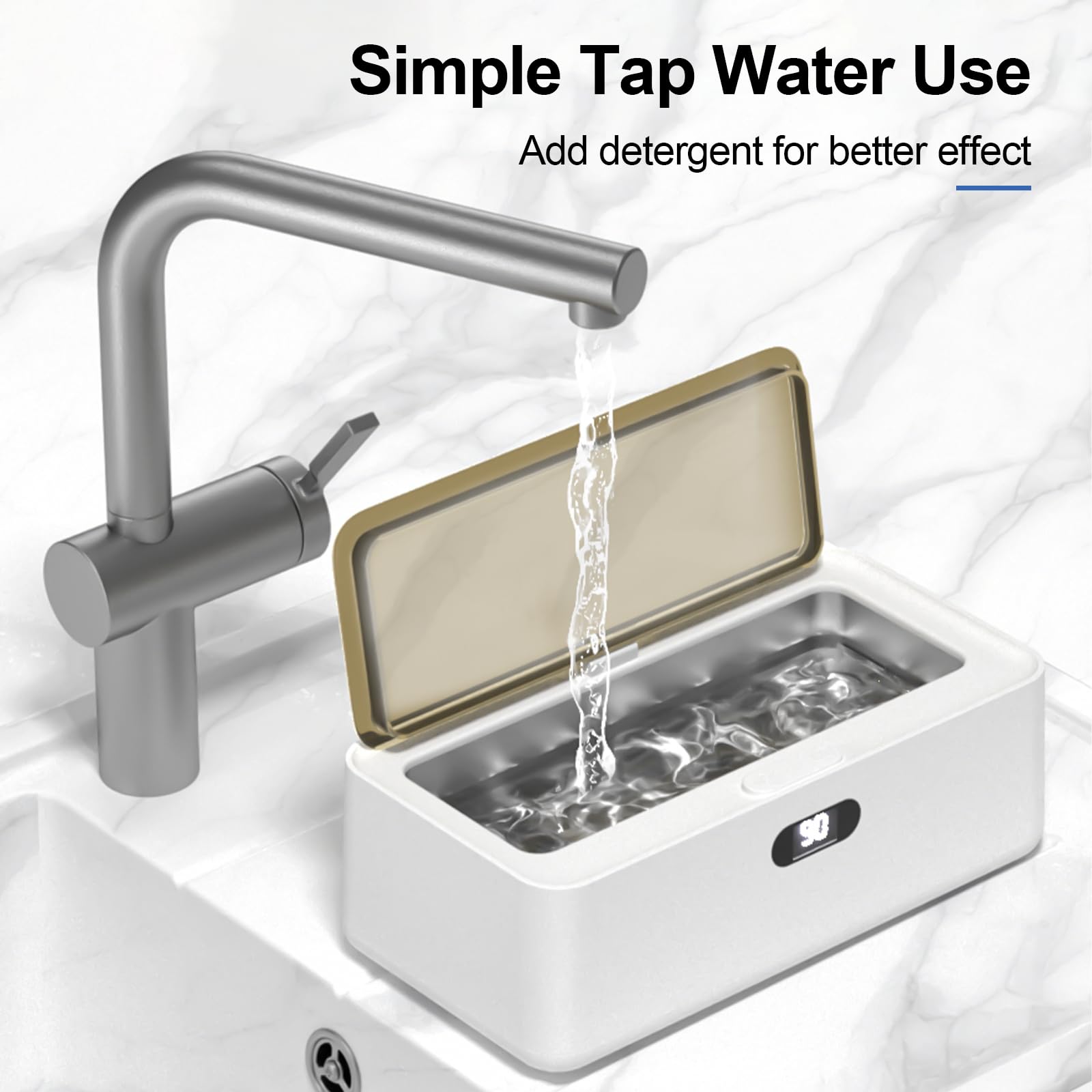 17oz (500ml) 45KHz Ultrasonic Jewelry Cleaner Machine - Professional Portable Cleaner with LED Display & Timer for Jewelry, Eyeglasses, Watches, Dentures, Rings, Razors - Perfect for Home, Jewelry Stores & Travel Use