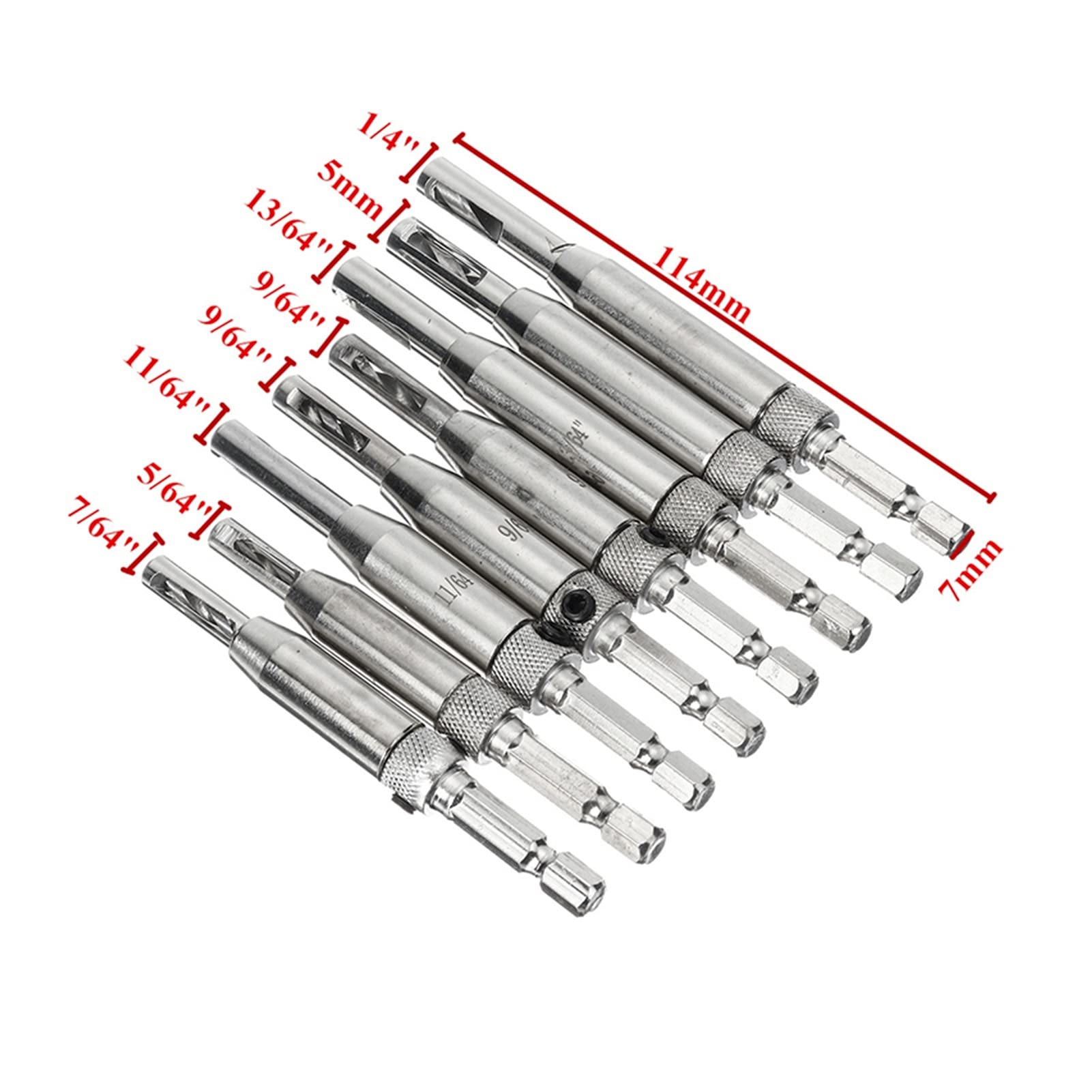 8Pcs Self-Centering Hinge Drill Bit Set with Wrench - Woodworking Door Hinge Installation, Cabinet Making & Furniture Repair Core Drill Bits for Precise Hole Punching