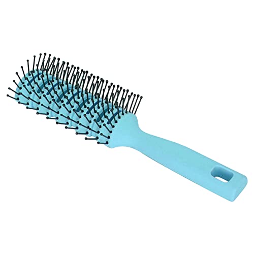 Vented Hair Brush for Detangling - Non Slip Hollow Back Round Teeth Hairbrush for Smoothing & Styling - Comfortable Hair Care Tool for Wet/Dry Hair (Blue) - Perfect for Home, Travel & Salon Use