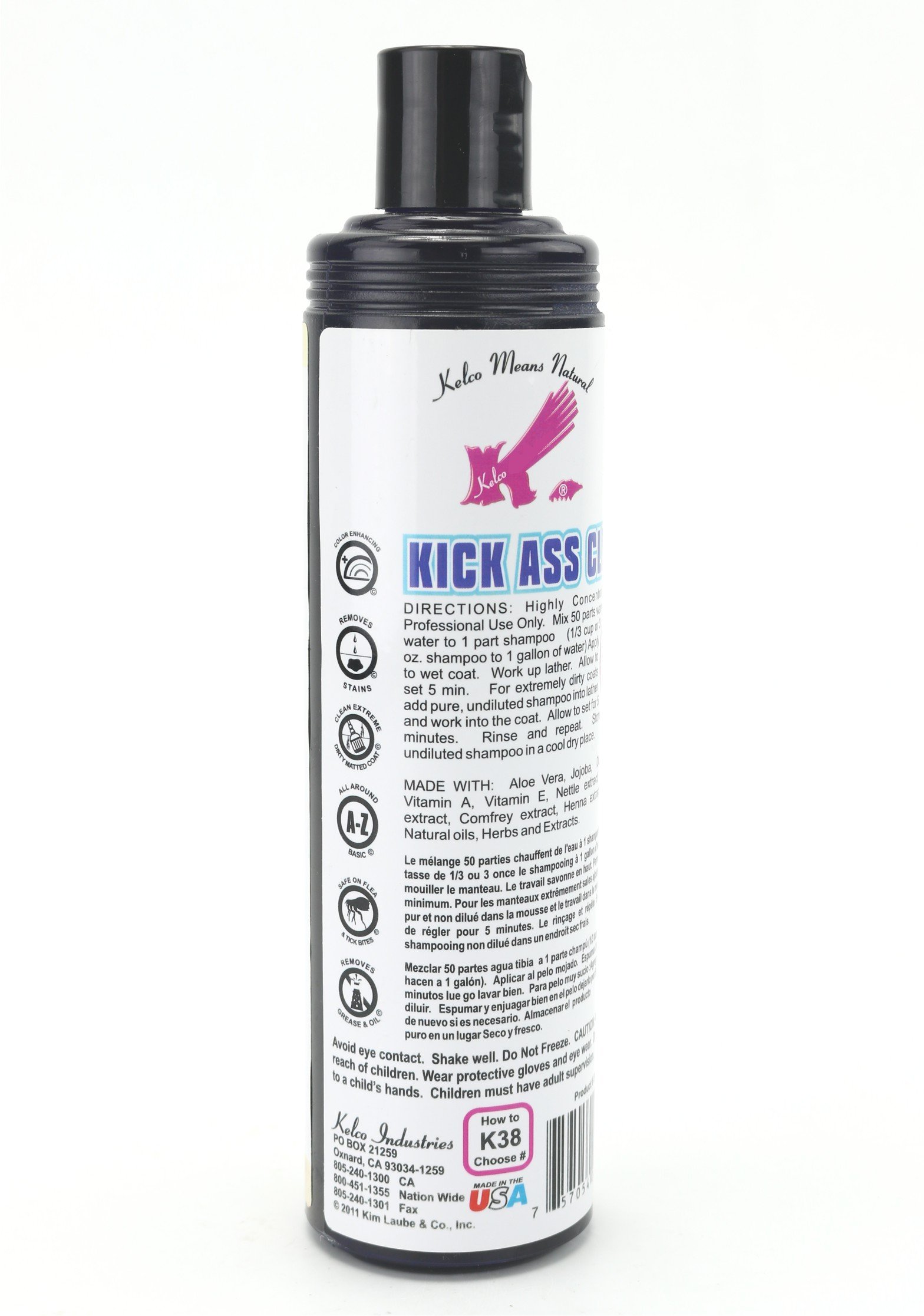 Kelco Kick Ass Clean Shampoo for Men & Women - 11.7 fl oz Sulfate-Free Volumizing Shampoo - Perfect for Daily Hair Cleansing & Volume Boost