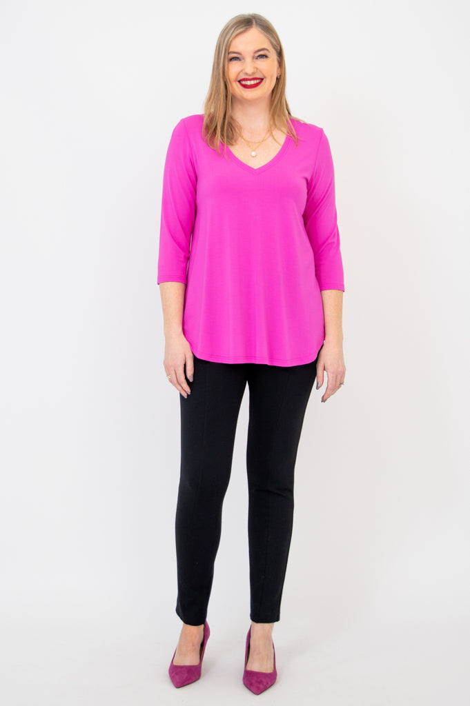 Jackie 3/4 Sleeve Bamboo Top for Women - Soft Pink Breathable Shirt - Yoga, Lounge & Casual Wear - Final Sale