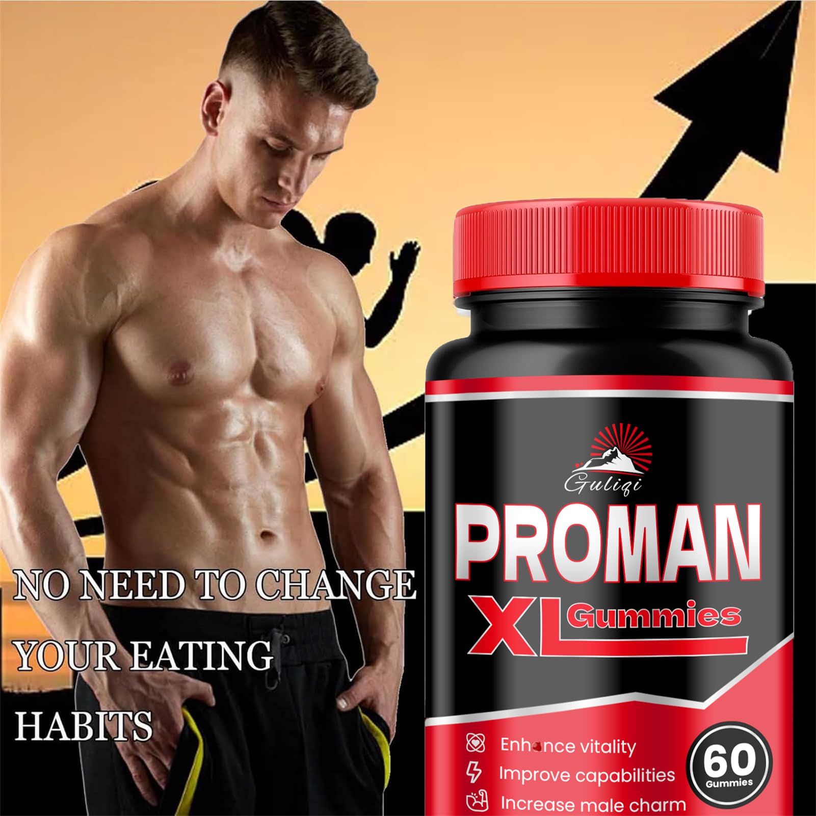 Proman XL Gummies for Men - 60 Count | Natural Energy & Performance Booster | Perfect for Workouts, Focus & Daily Vitality